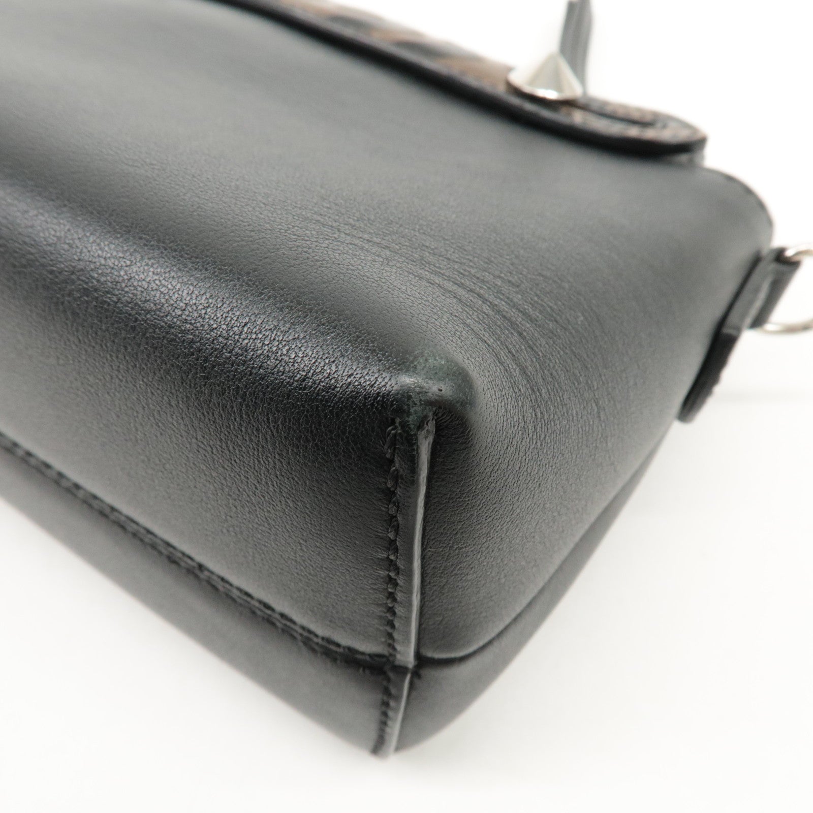 FENDI Zucca By The Way Leather 2Way Shoulder Bag Black Brown 8BL145 Used