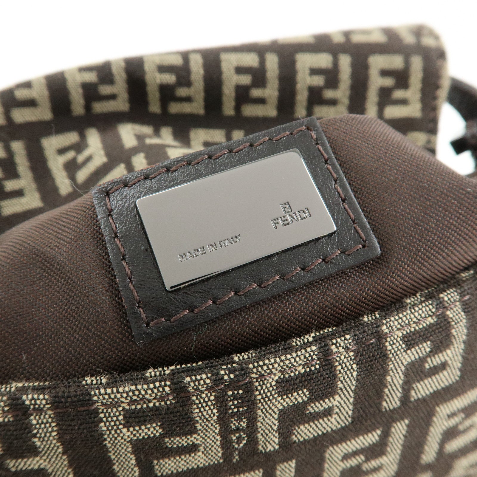 FENDI Mini Mamma Baguette Zucchino Canvas Shoulder Bag 8BR180