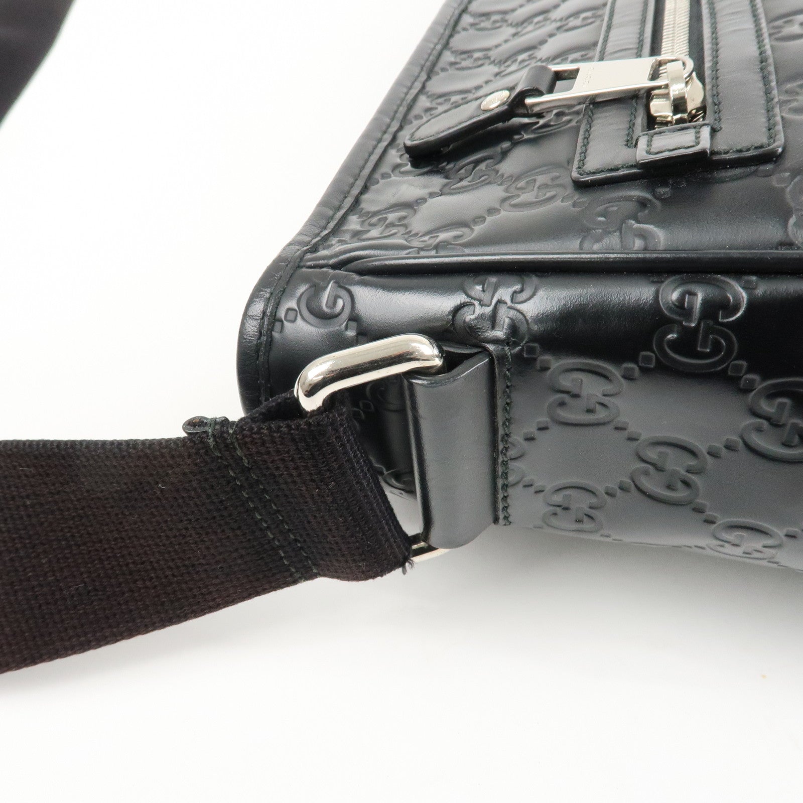 GUCCI Sherry Guccissima Leather Shoulder Bag Black 322080