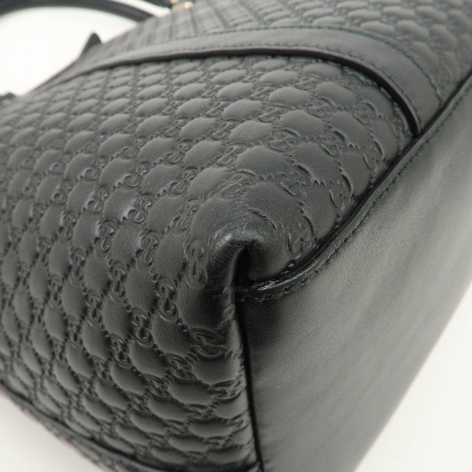 GUCCI Micro Guccissima Leather 2Way Bag Shoulder Bag Black 449658 Used