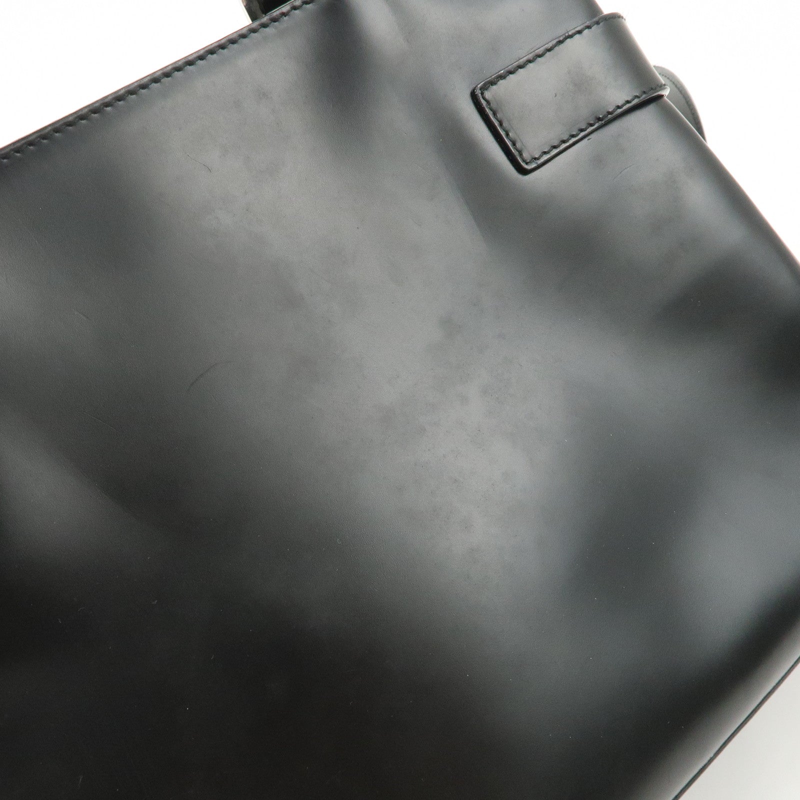 Ferragamo Gancini Leather 2Way Hand Bag Shoulder Bag Black Used