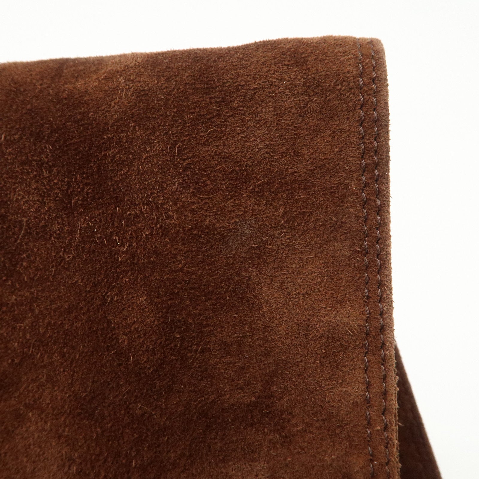 CHANEL Logo Suede Shoulder Bag Crossbody Bag Brown Used