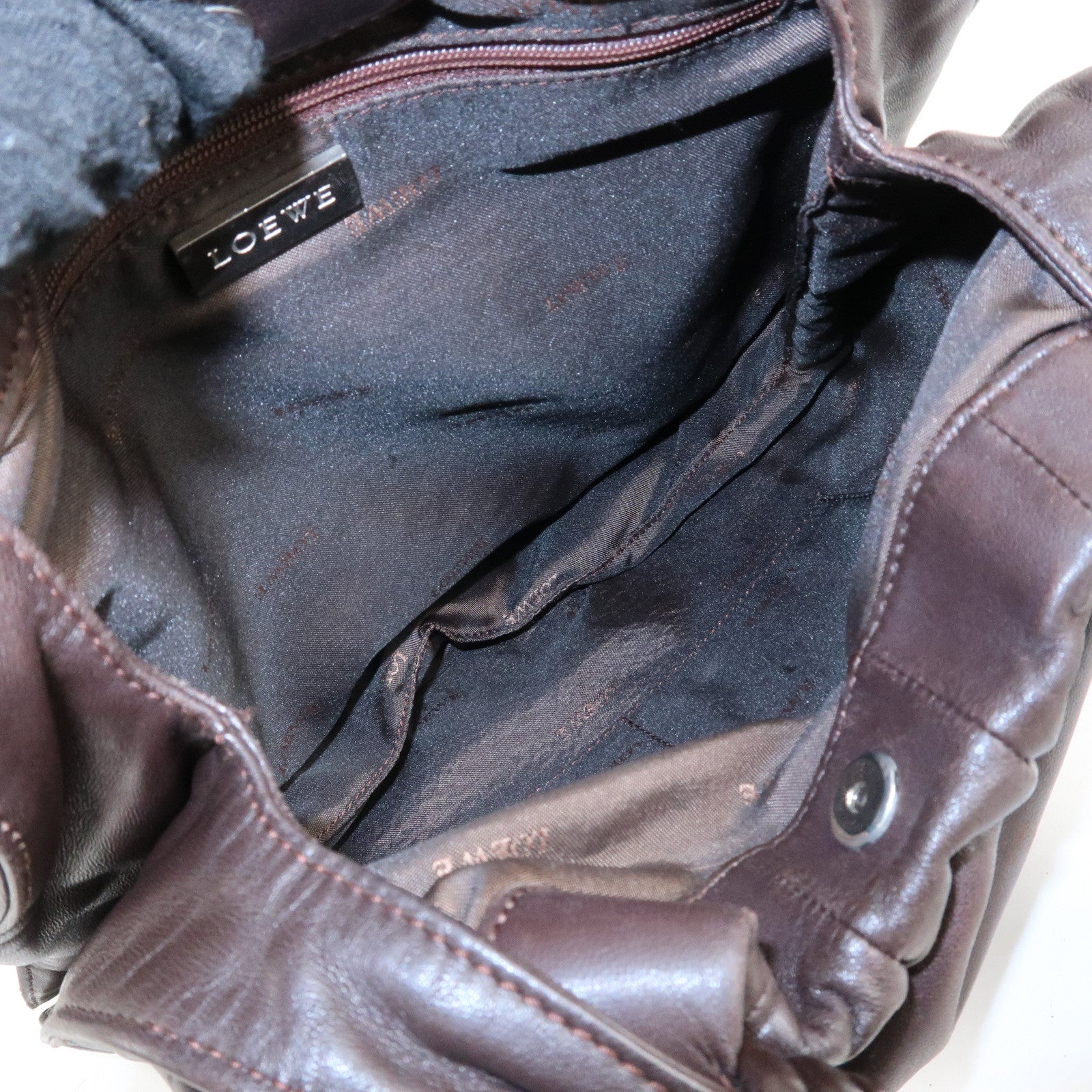 LOEWE Anagram Nappa Leather Shoulder Bag Brown Used