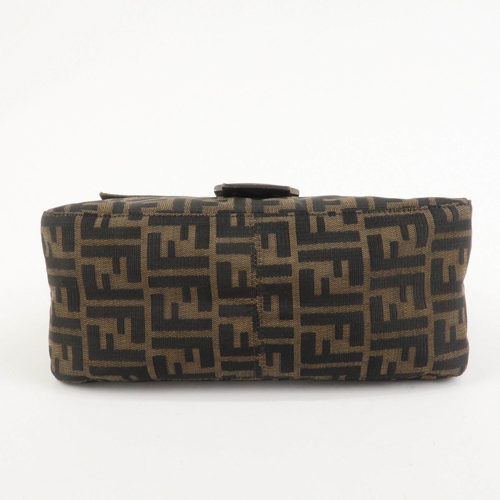 FENDI Mamma Baguette Zucca Canvas Leather Shoulder Bag Brown 26325