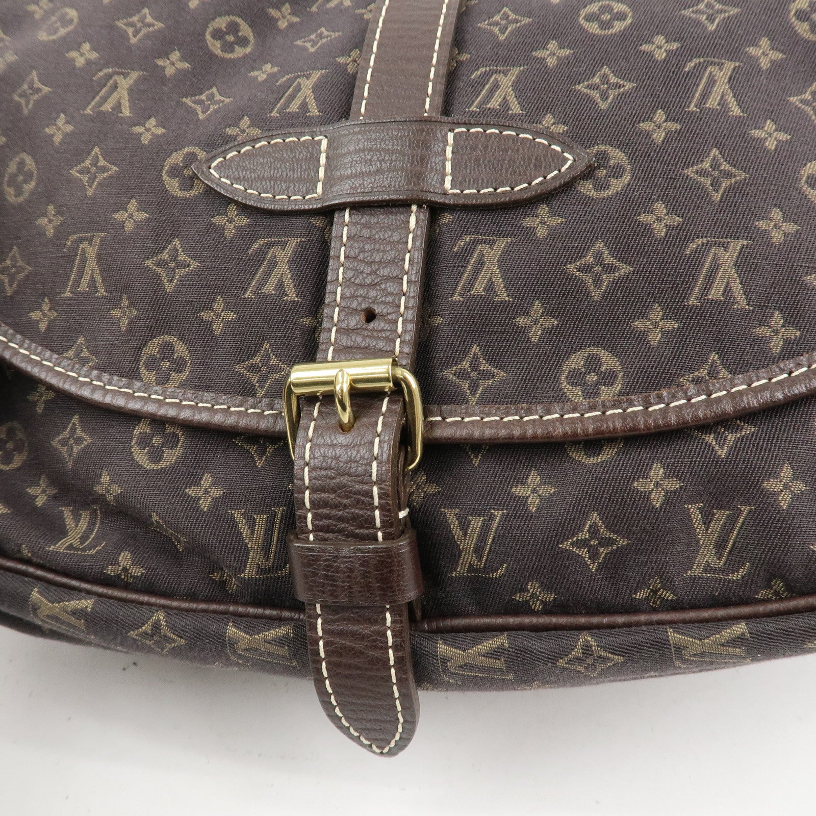 Louis Vuitton Monogram Mini Lin Saumur 30 Shoulder Bag Brown M95227