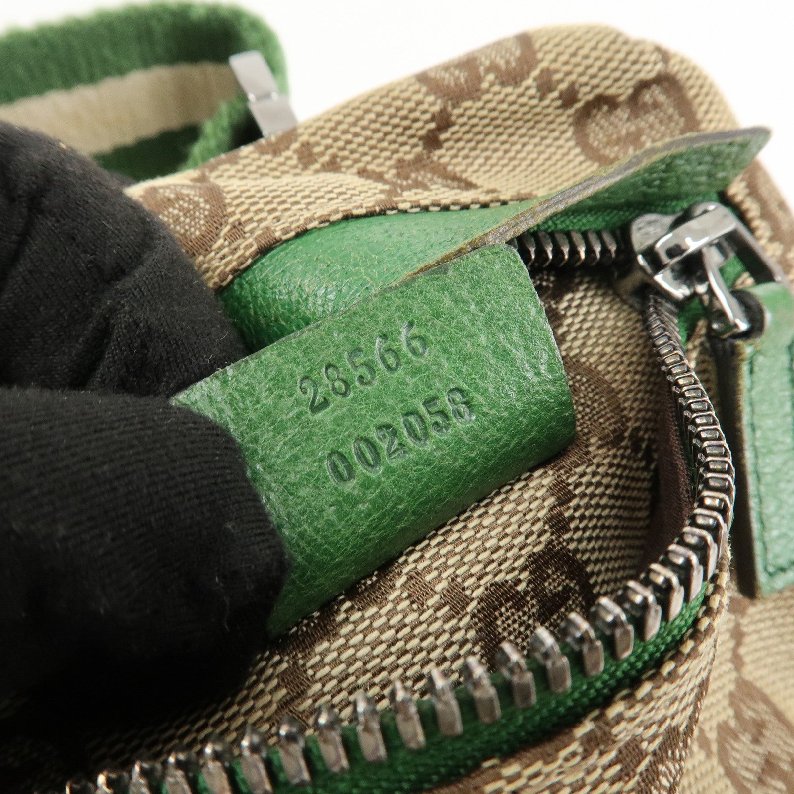 GUCCI GG Canvas Leather Waist Bag Crossbody Bag Beige Green 28566 Used