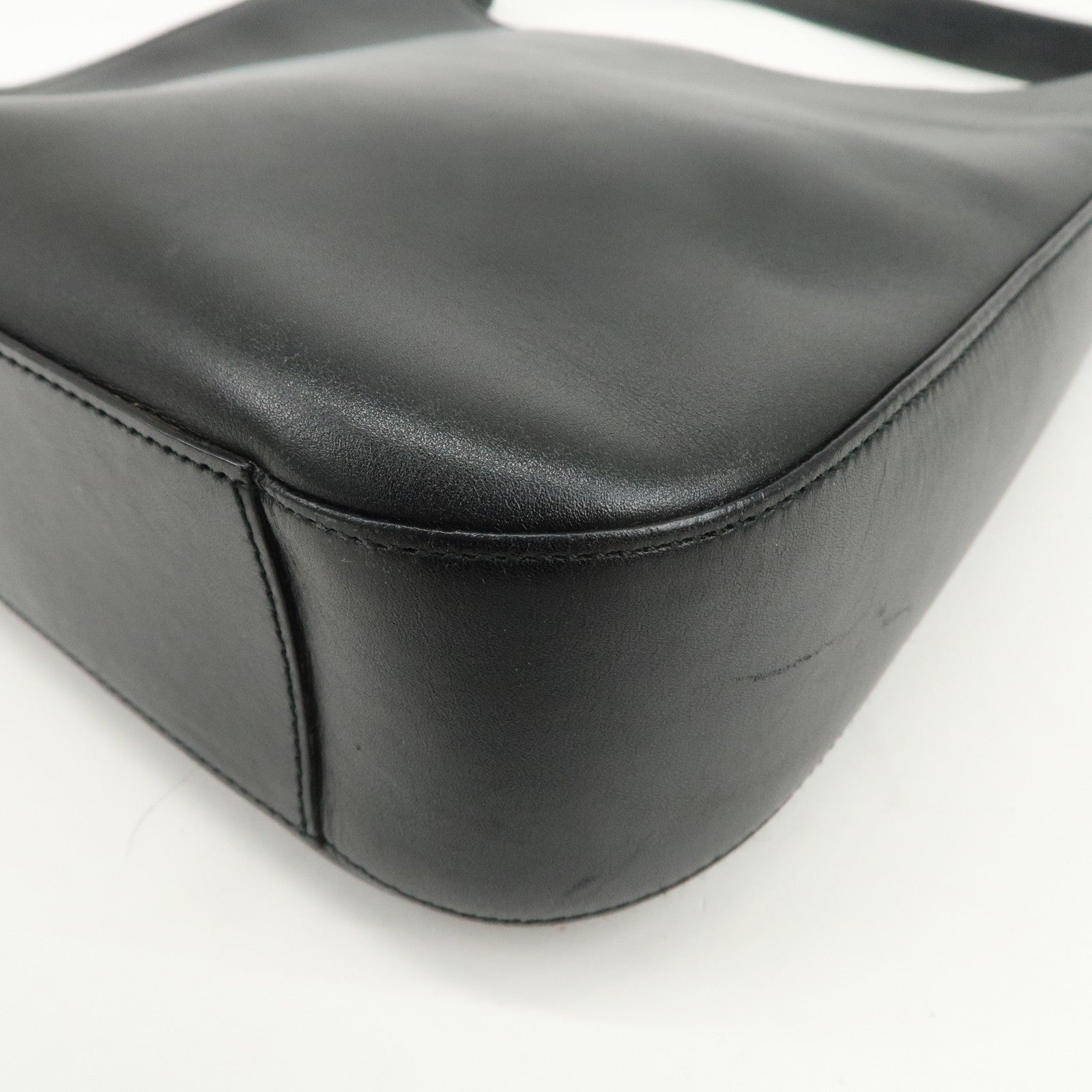PRADA Logo Leather Shoulder Bag Crossbody Bag Black
