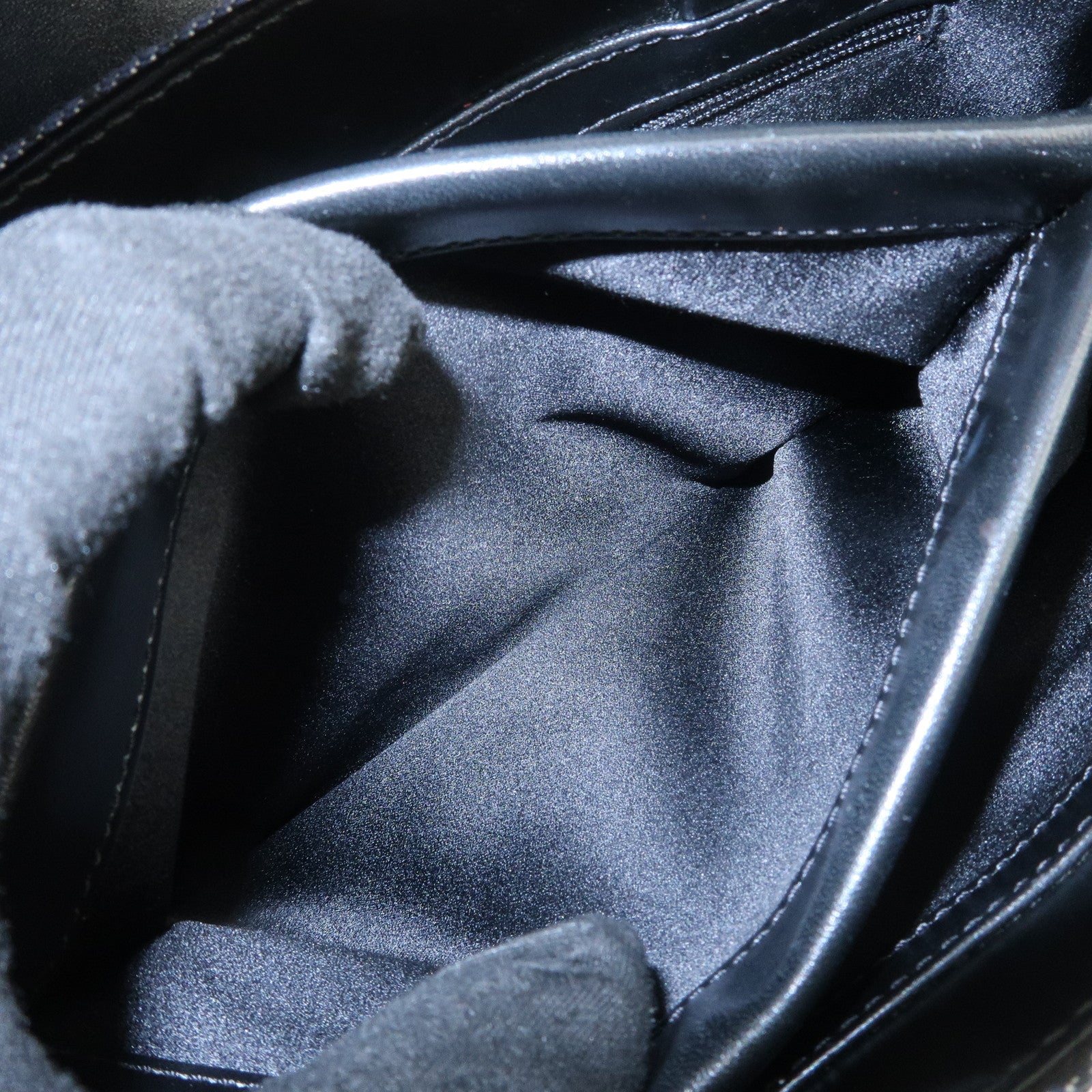 BVLGARI Logo Mania Denim Leather Shoulder Bag Hand Bag Blue Black