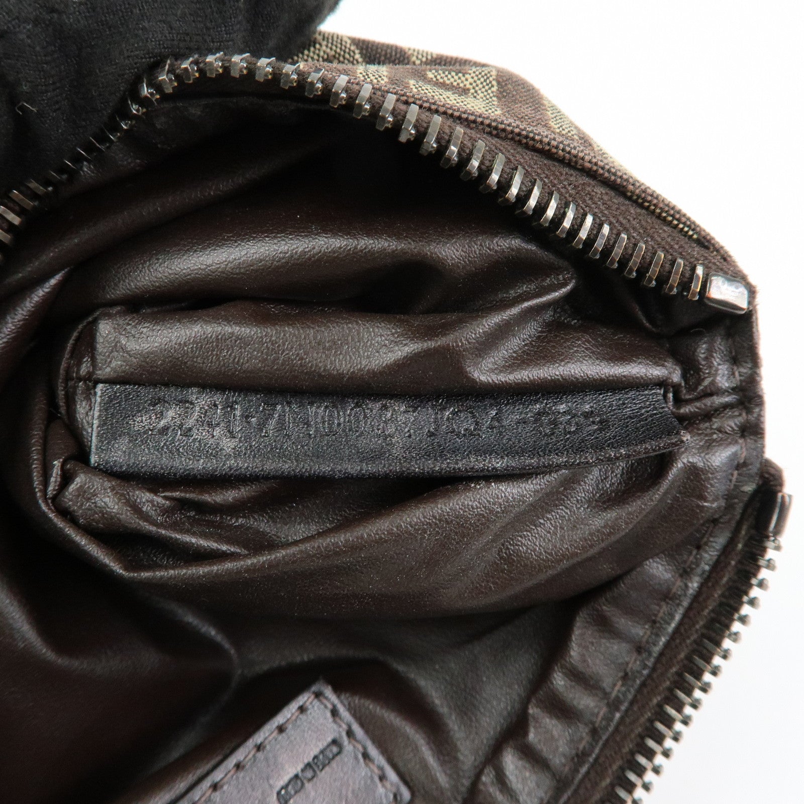 FENDI Zucchino Canvas Leather Mini Pouch Brown 7N0037