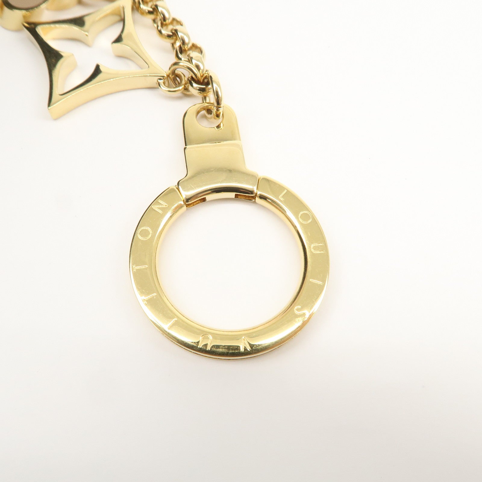 Louis Vuitton Fleur de Monogram Bag Charm Key Chain Gold M65111