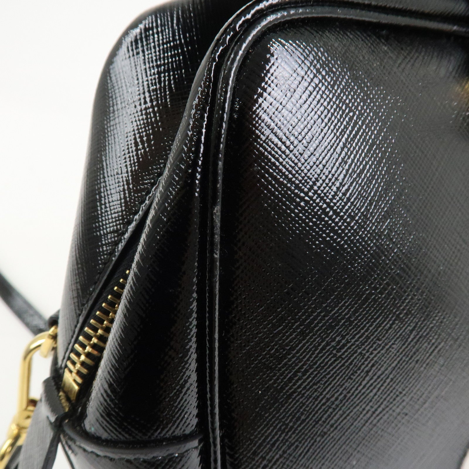 PRADA Flower Saffiano Leather 2Way Bag Hand Bag Black BL095M