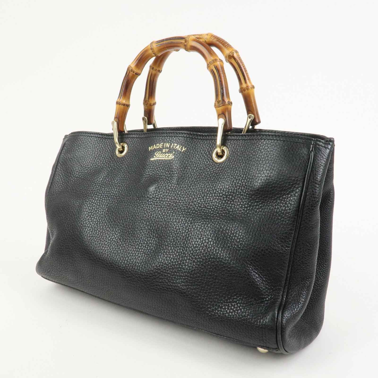 GUCCI Bamboo Shopper Medium 2Way Bag Shoulder Bag Black 323660