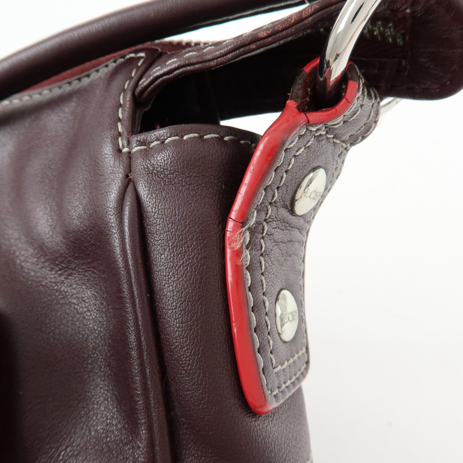 LOEWE Anagram Suede Leather Shoulder Crossbody Bag Bordeaux
