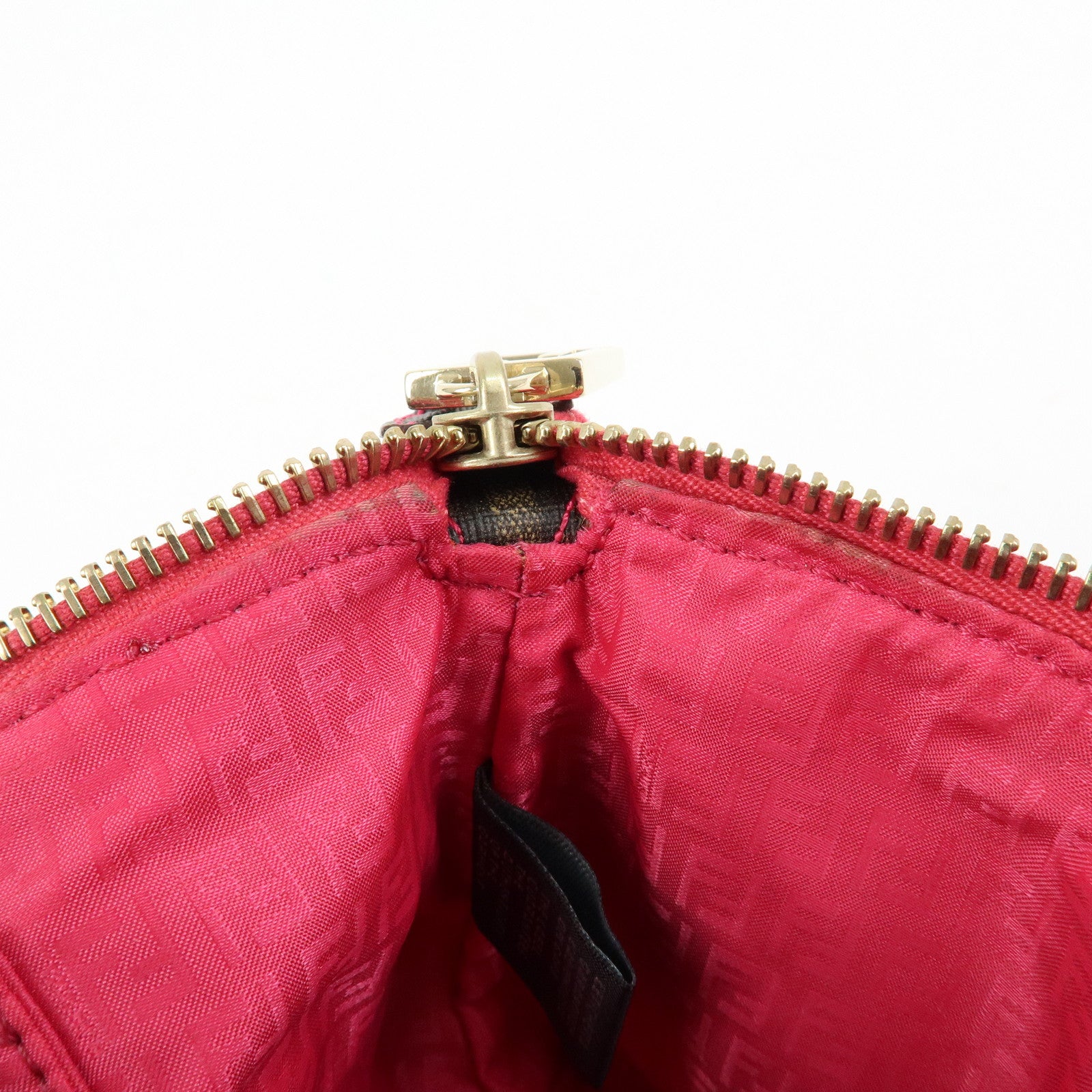 FENDI Zucca Print PVC Canvas Chain Accessory Pouch Brown 8BR592