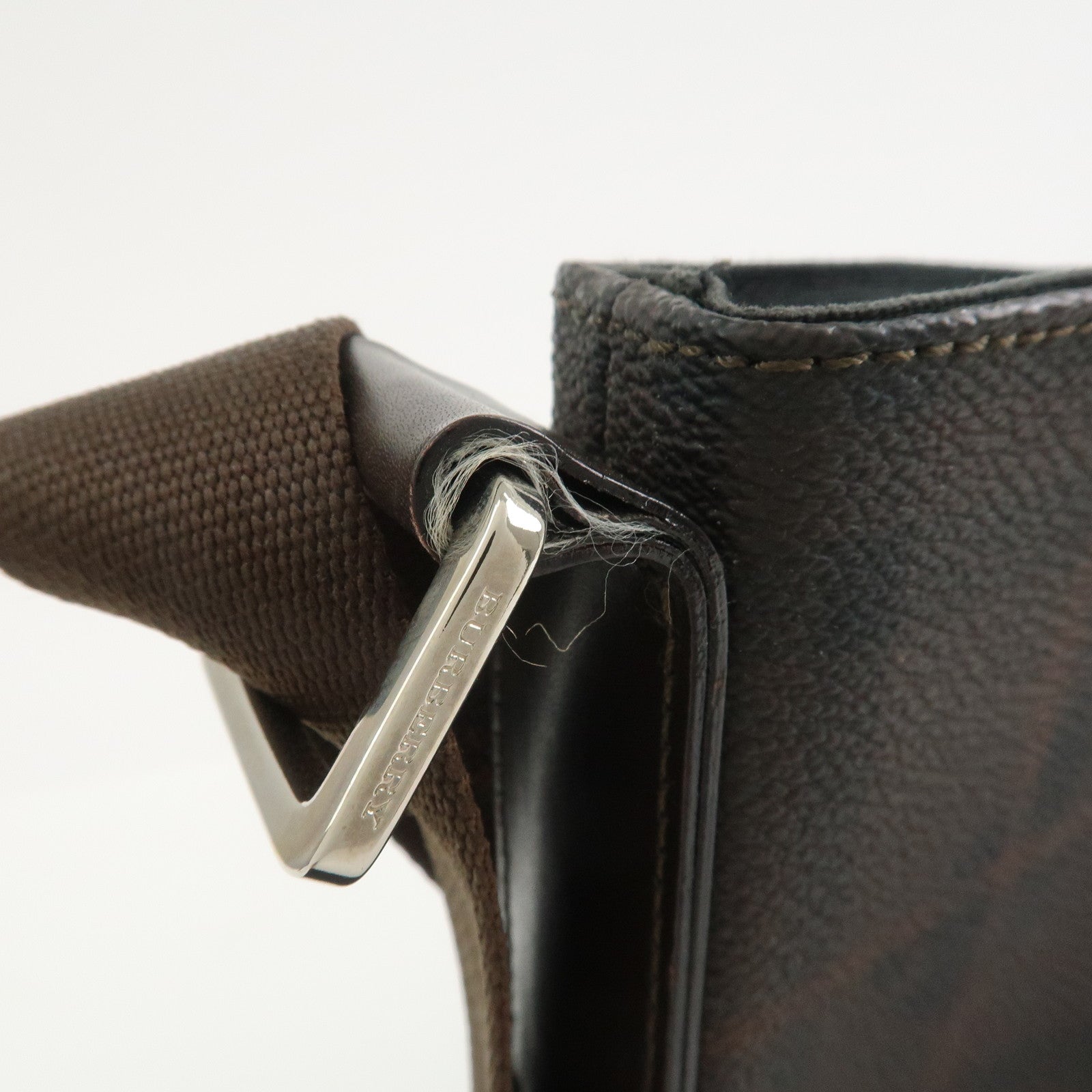 BURBERRY PVC Canvas Leather Shoulder Bag Crossbody Bag Brown