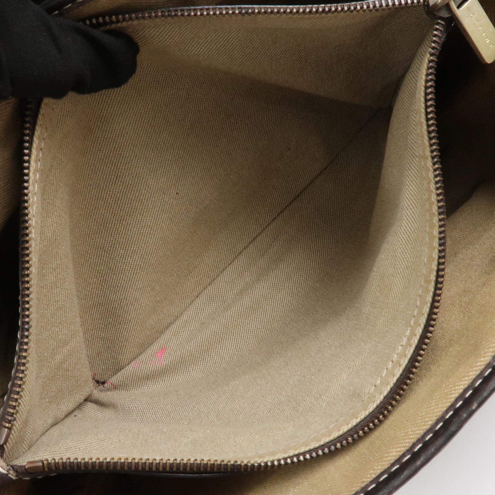 CELINE Macadam Denim Leather Boogie Bag Hand Bag Tote Bag Brown