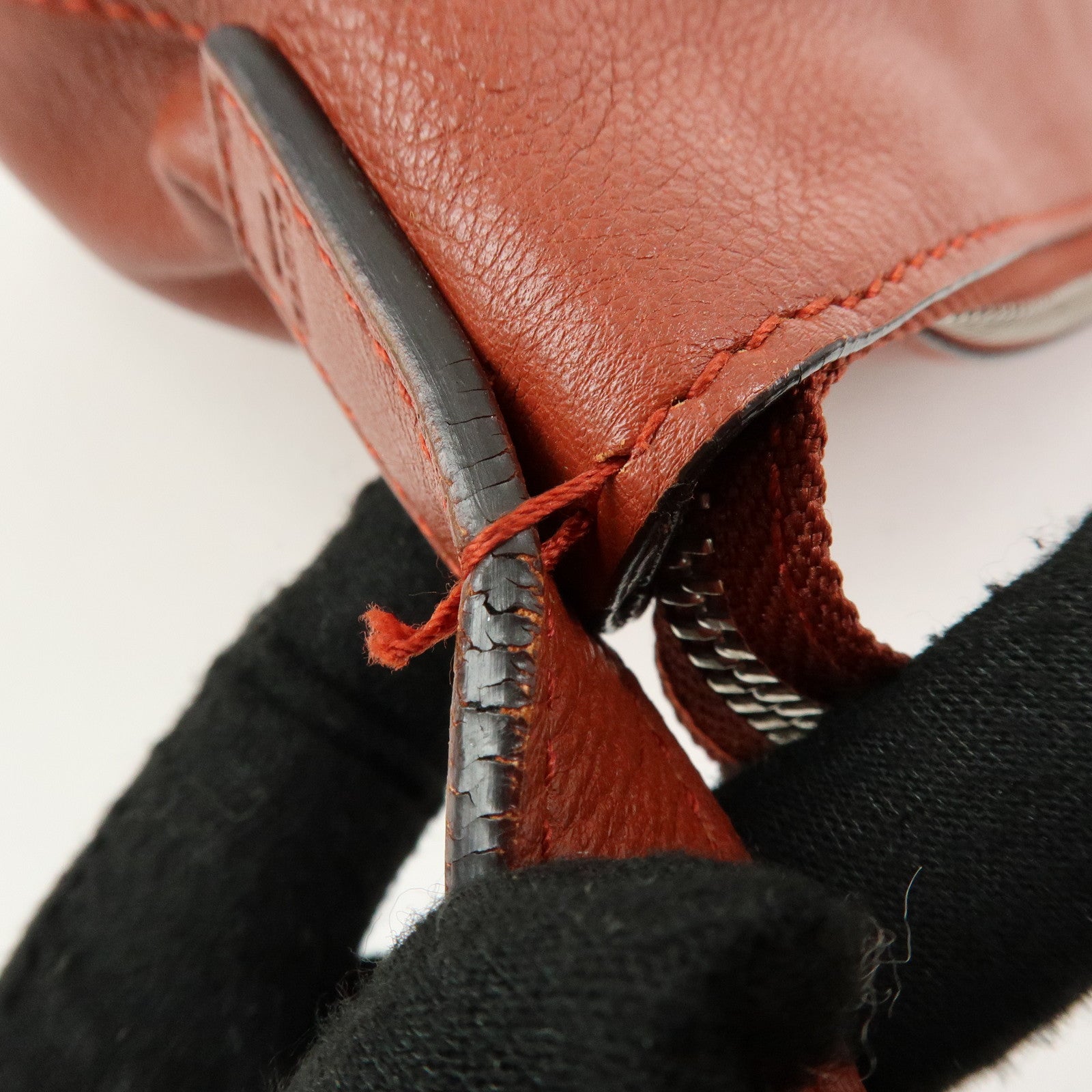 LOEWE Anagram Calf Leather Shoulder Bag Red Brown