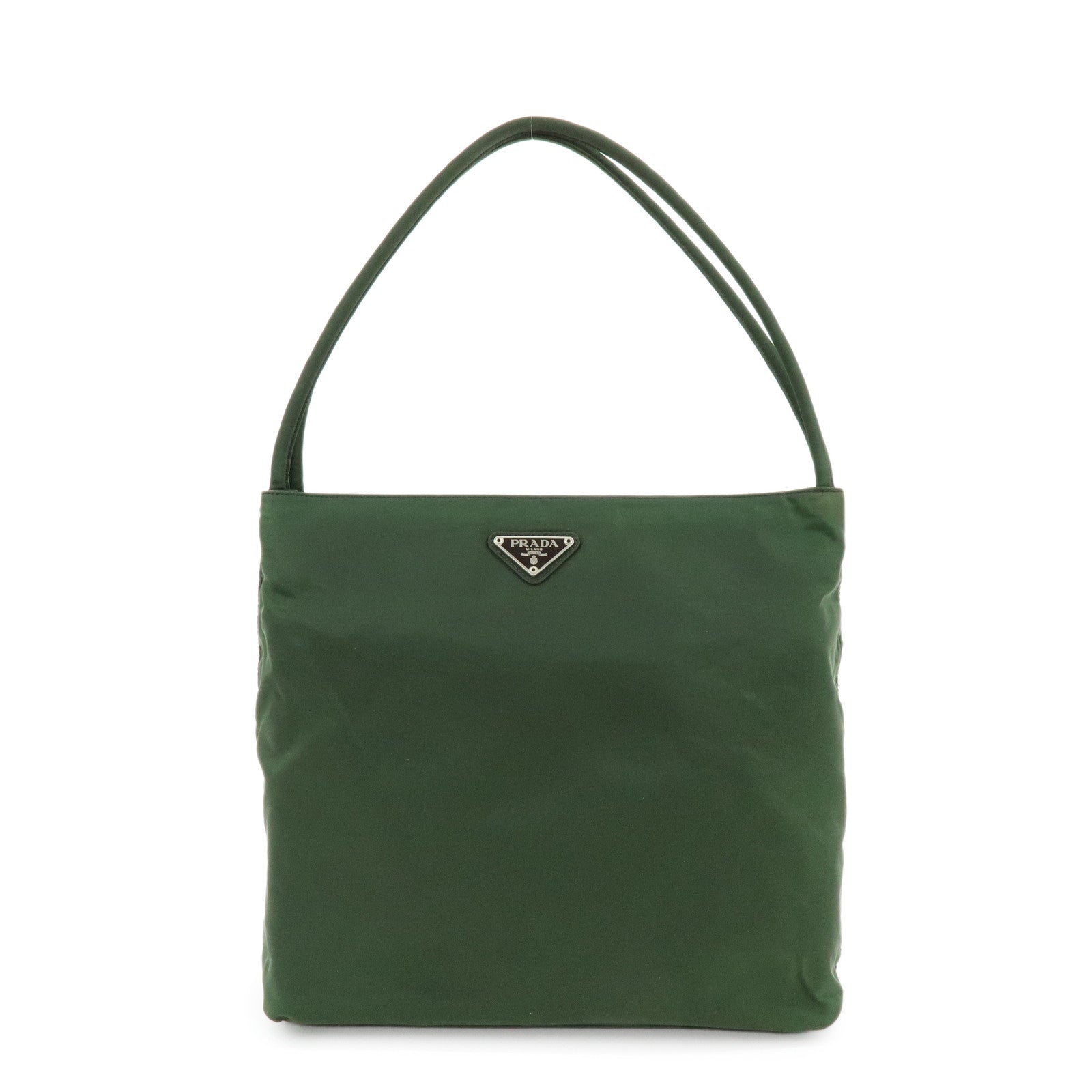 PRADA Triangle Logo Nylon Shoulder Bag Hand Bag Green B6242