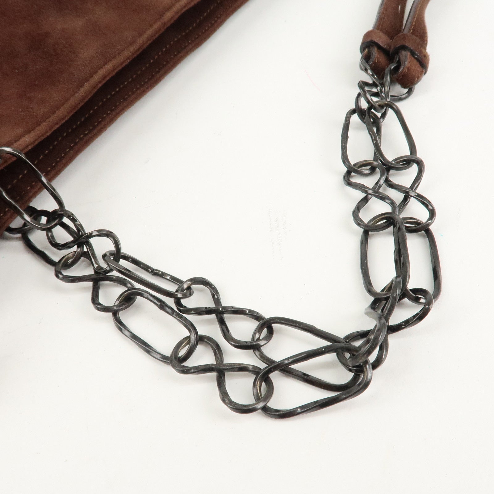 PRADA Suede Leather Chain Shoulder Bag Hand Bag Brown