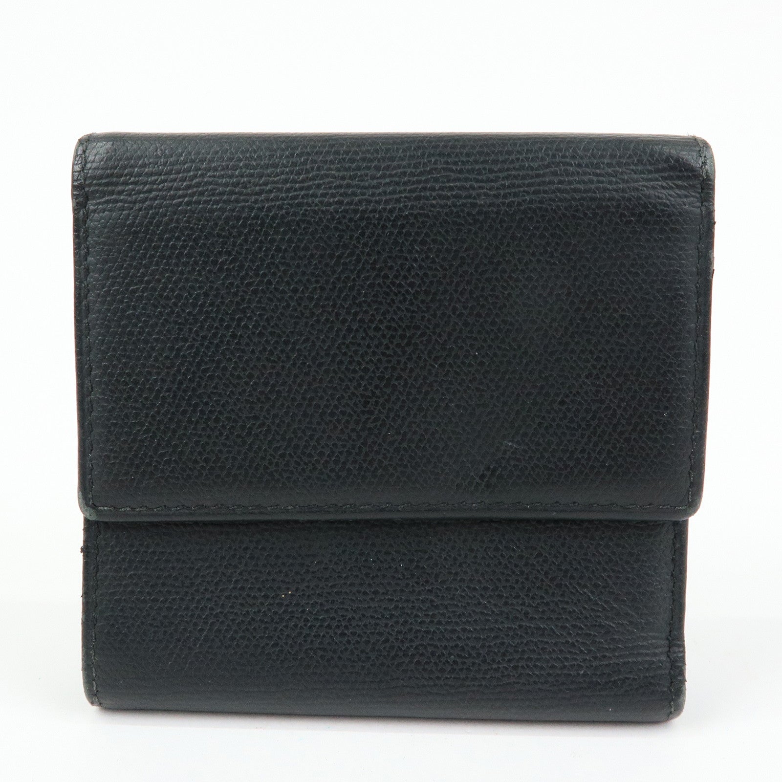 CHANEL COCO Button Calf Leather Compact Wallet Black