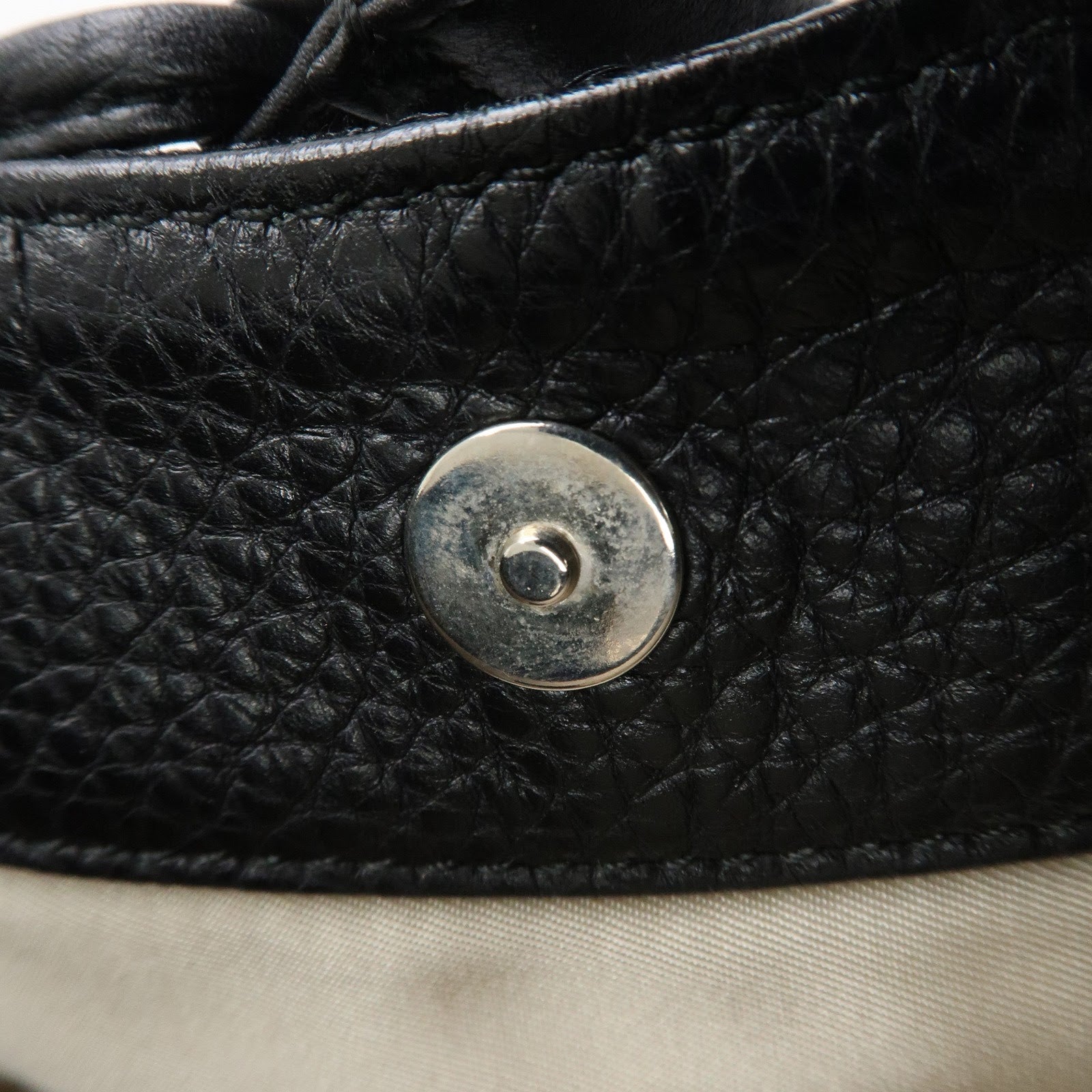 BVLGARI Logo Mania Leather Canvas Tote bag Hand Bag Black Used