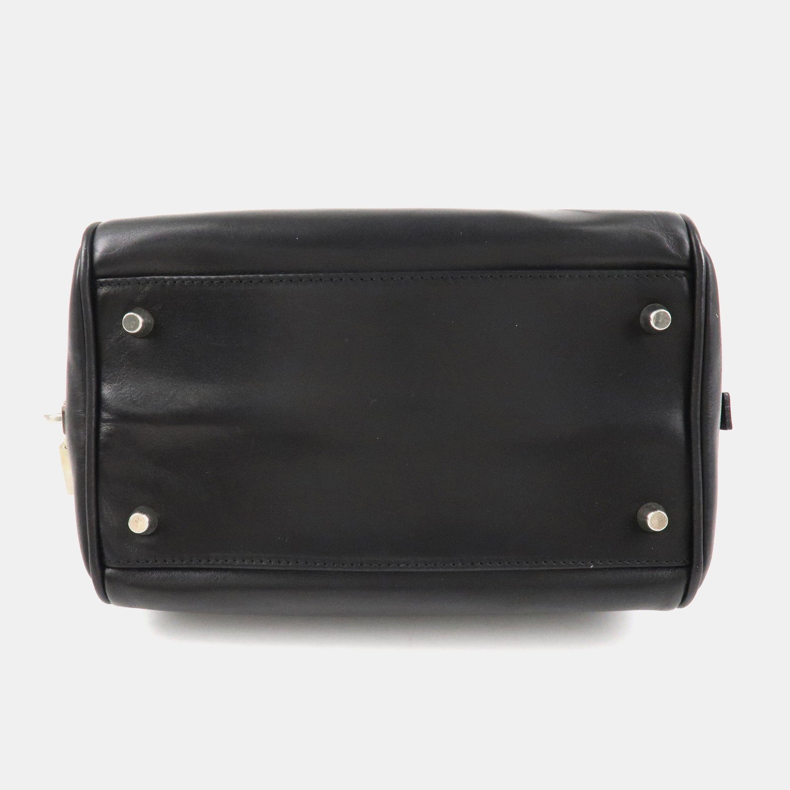 PRADA Leather Mini Boston Bag Hand Bag Black Used