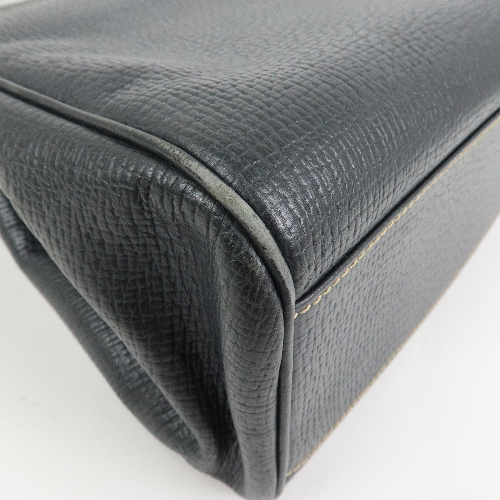 LOEWE Leather 2Way Bag Hand Bag Shoulder Bag Dark Navy