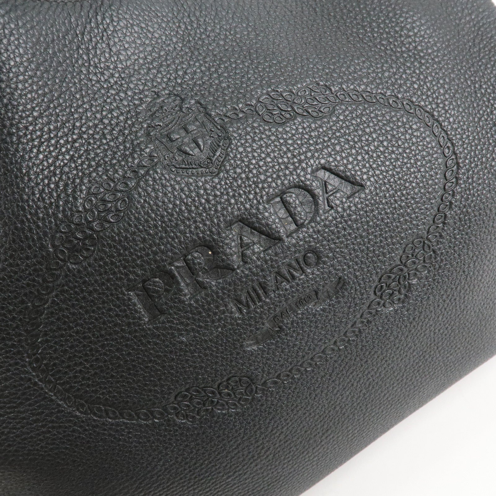 PRADA VITTELLO PHOENIX Triangle Logo Leather Shoulder Bag Black 1BC051 Used
