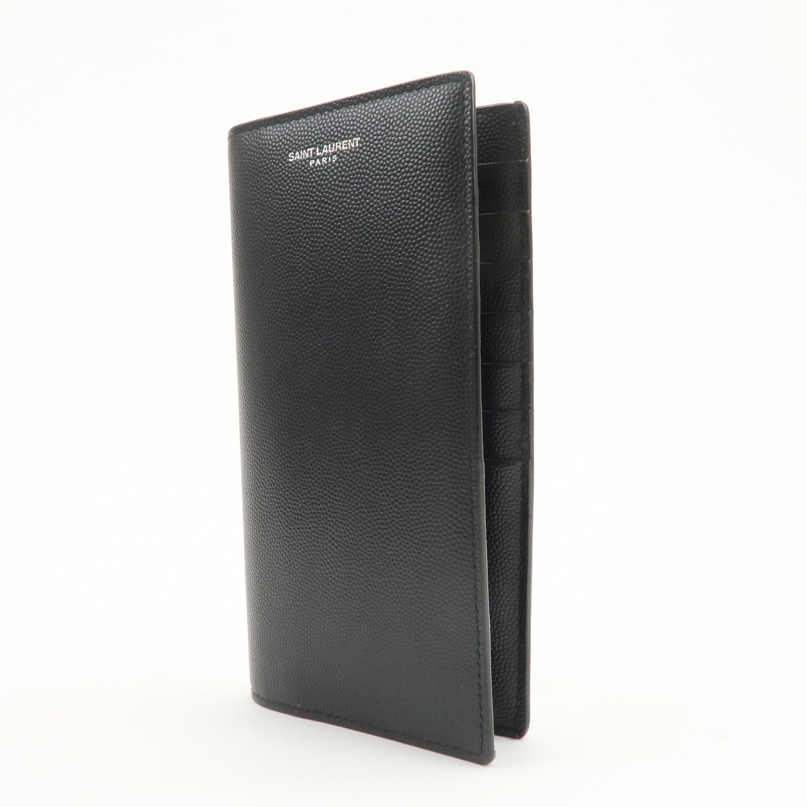 SAINT LAURENT PARIS Leather Bi-fold Long Wallet Black 396308