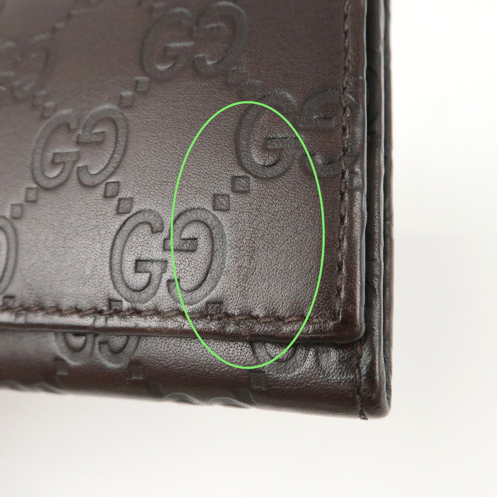 GUCCI Guccissima Leather Metal Bar Bi-fold Long Wallet Brown 244946 Used