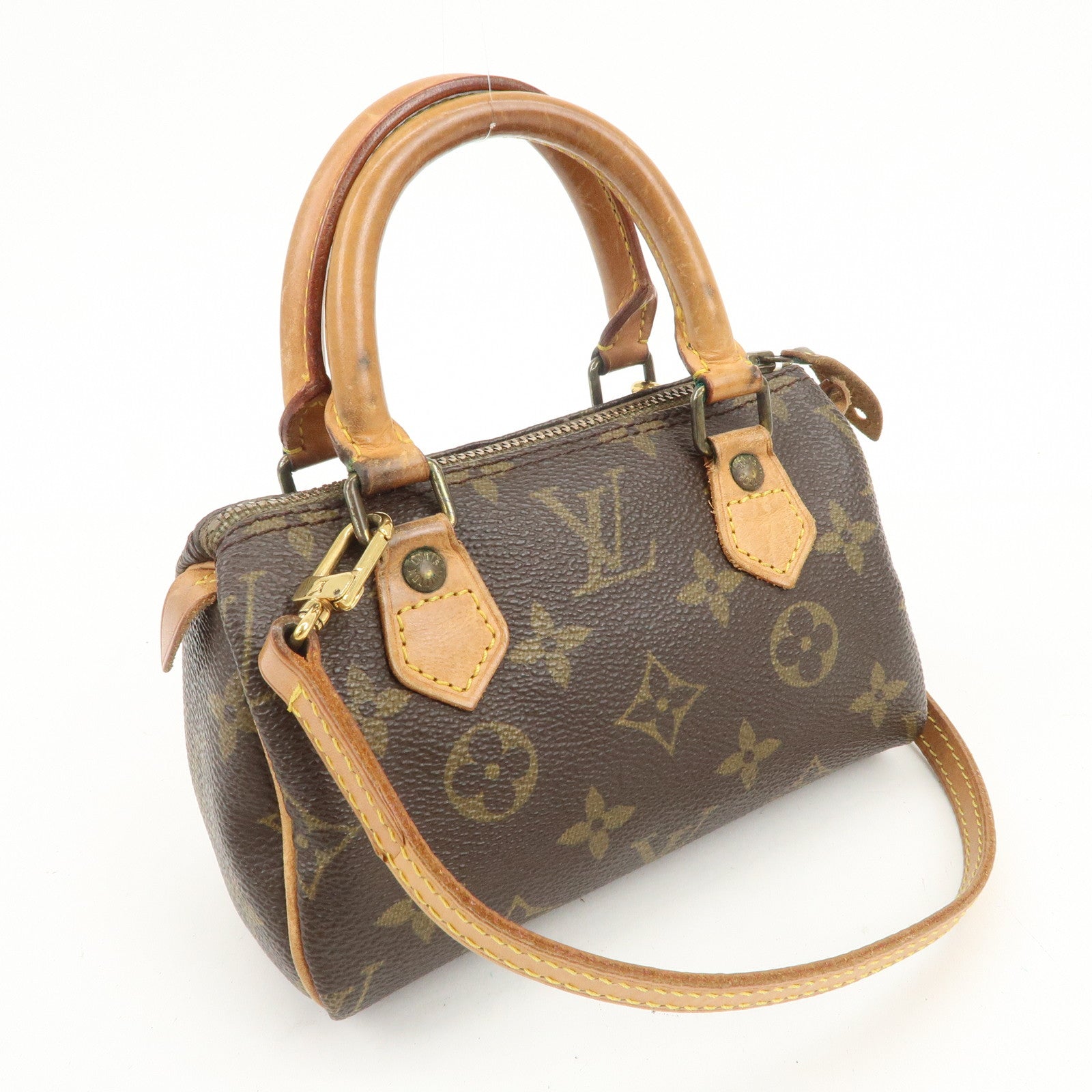 Louis Vuitton Monogram Mini Speedy Hand Shoulder Bag Brown M41534