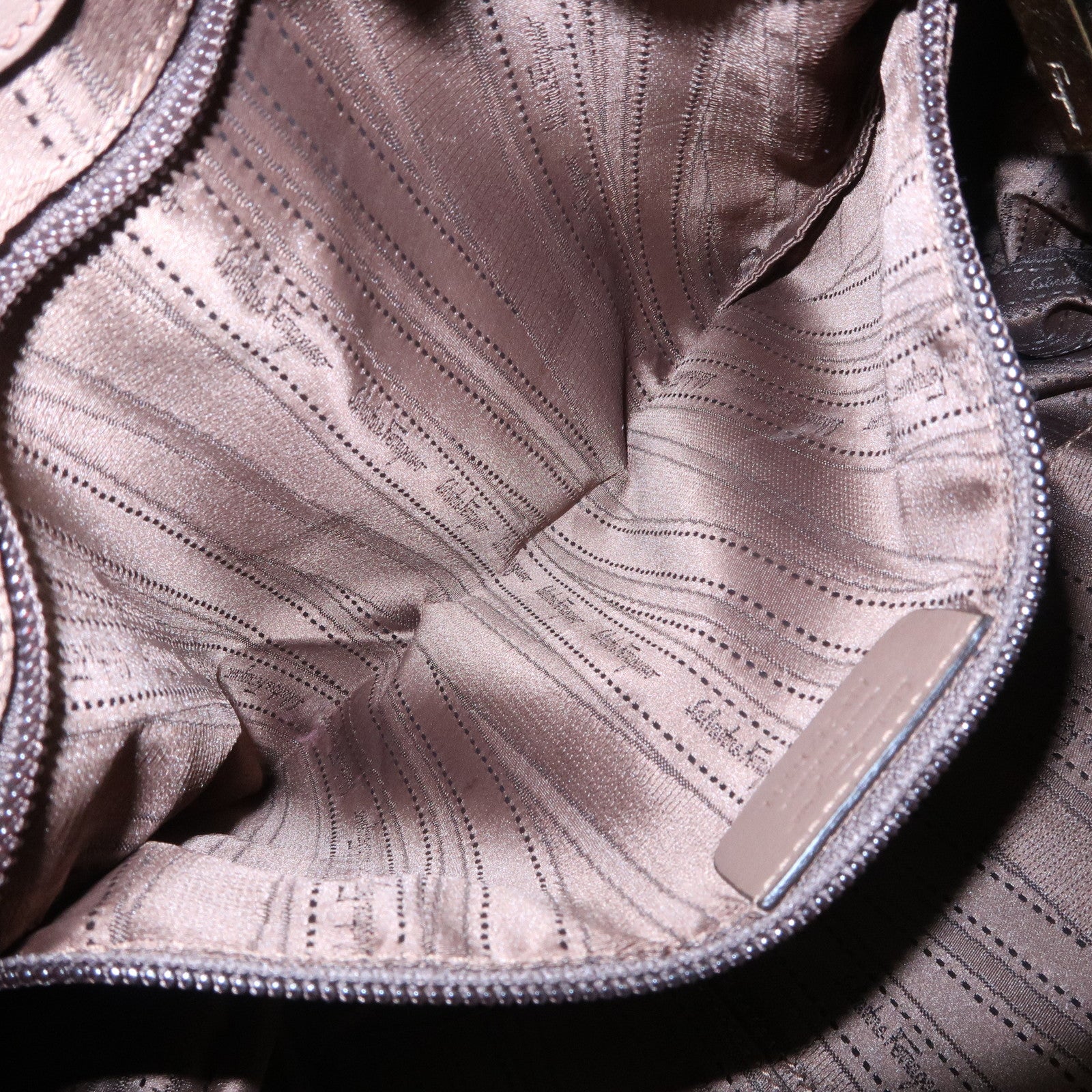 Ferragamo Leather Tote Bag Hand Bag Shouolder Bag Beige Gold HDW