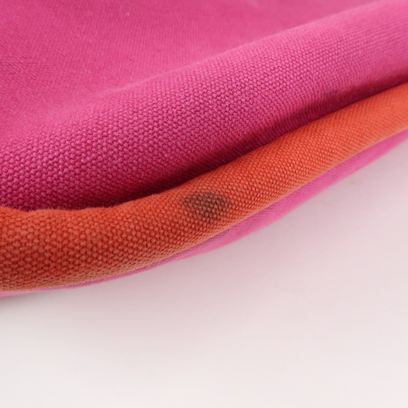 HERMES Sac Baguette GM Canvas Tote Bag Hand Bag Pink Red