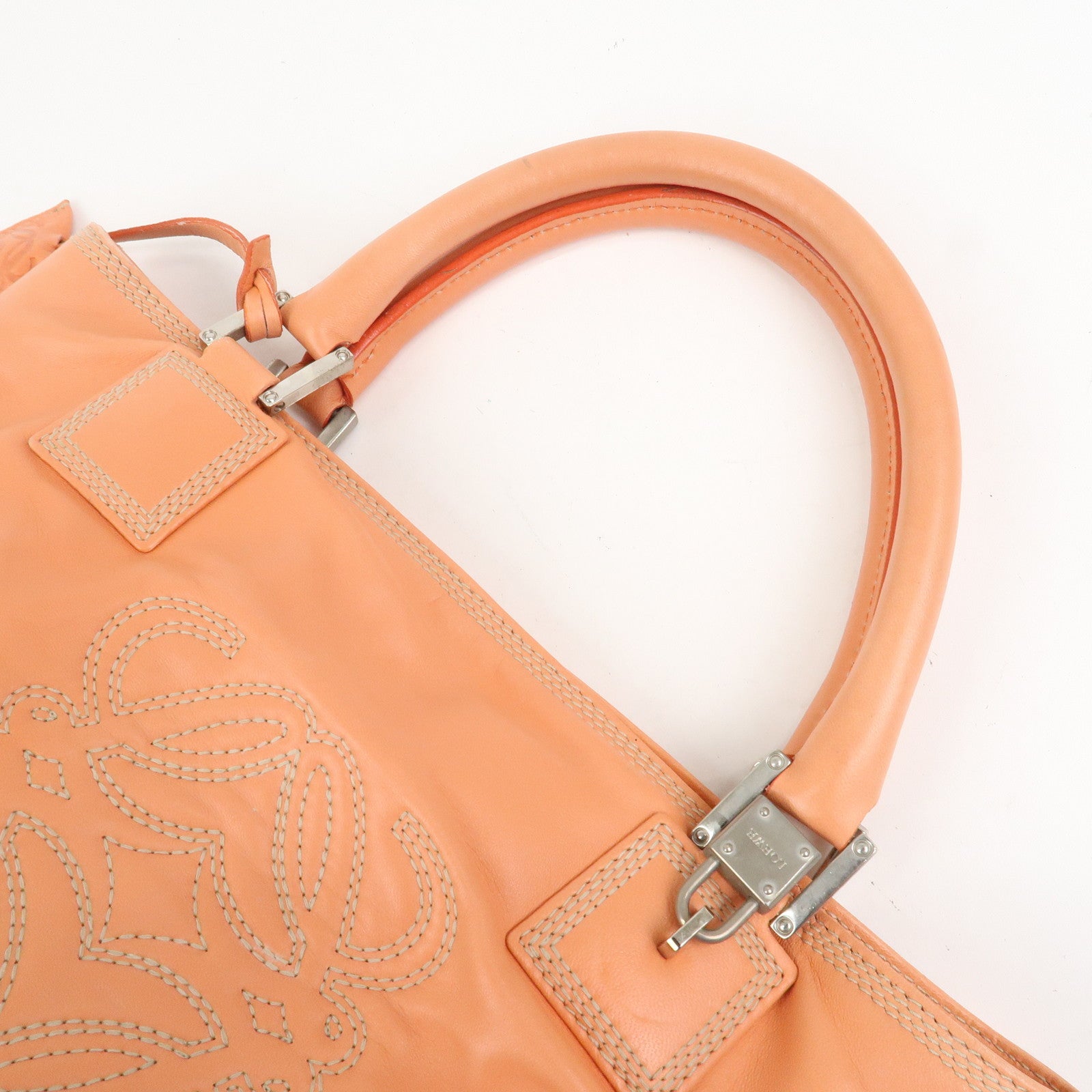 LOEWE Anagram Nappa Leather Hand Bag Tote Bag Pink