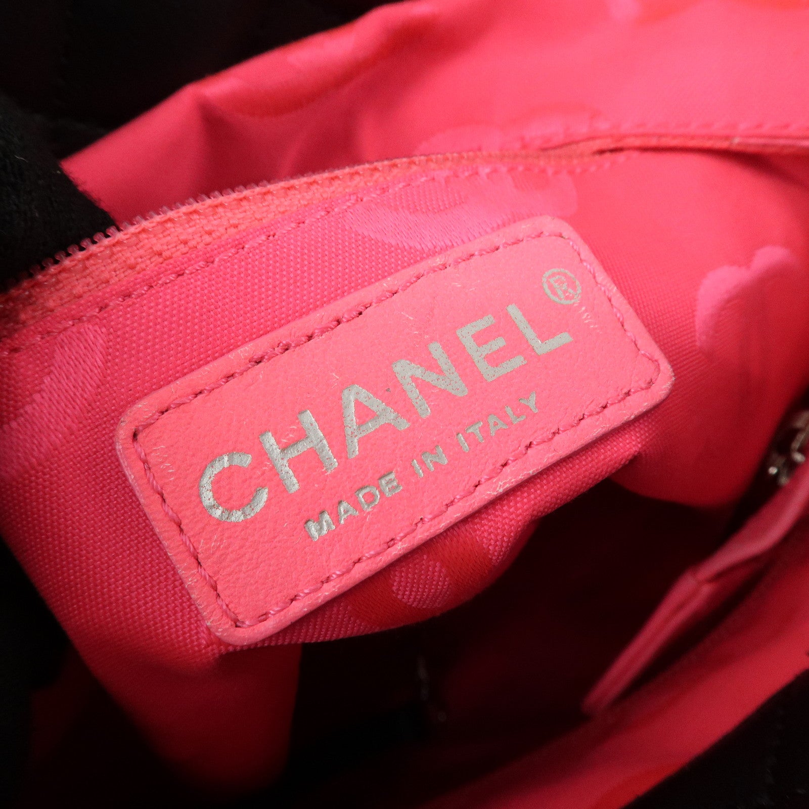 CHANEL Cambon Line COCO Mark Lamb Skin Small Tote Bag Black A25166 Used