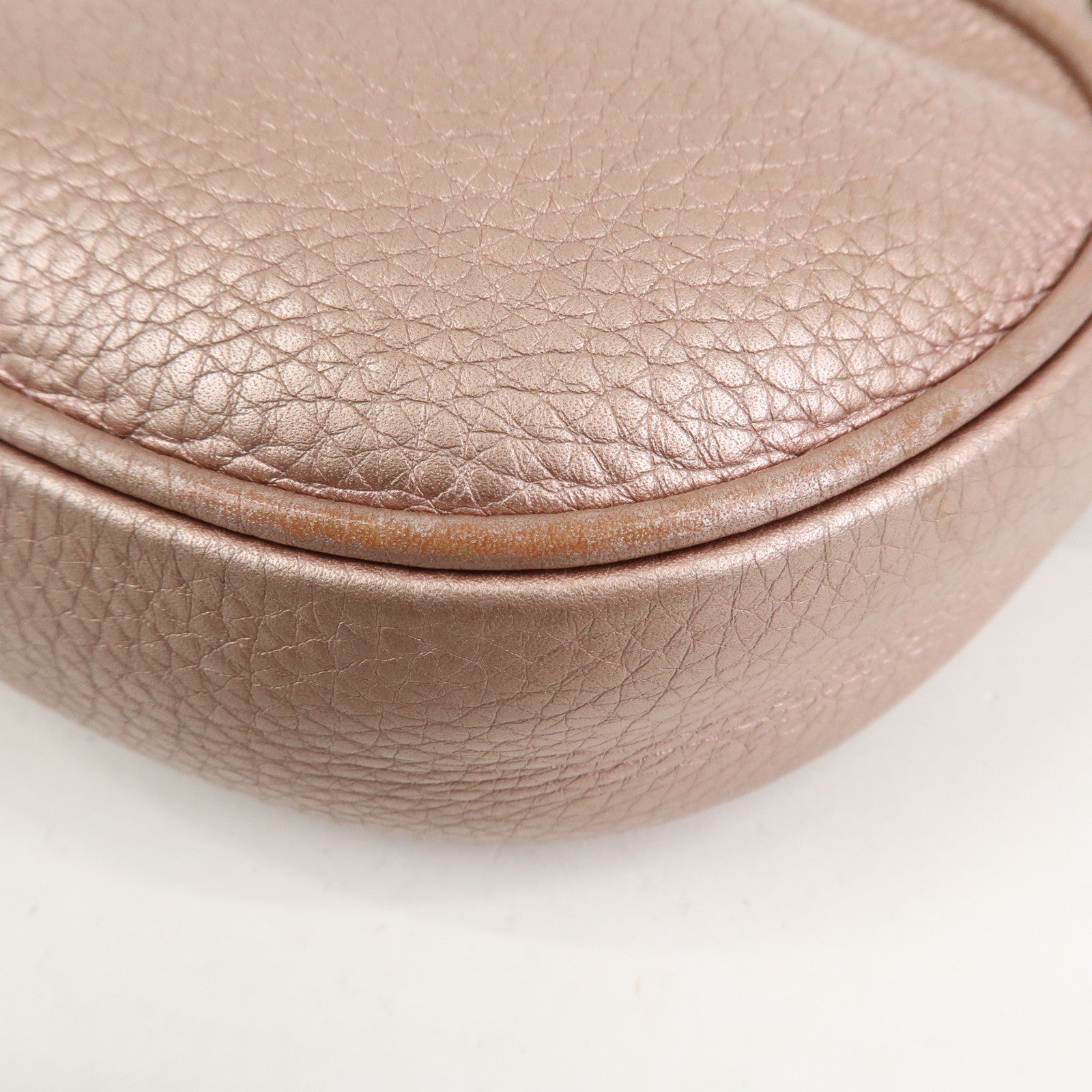 GUCCI SOHO Leather Chain Shoulder Bag Metallic Pink 353965