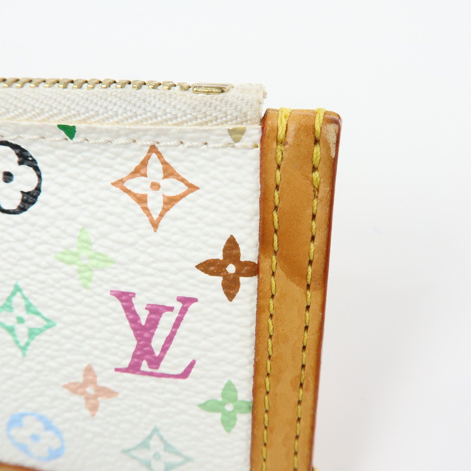 Louis Vuitton Monogram Multicolor Pochette Cles Blanc M92655