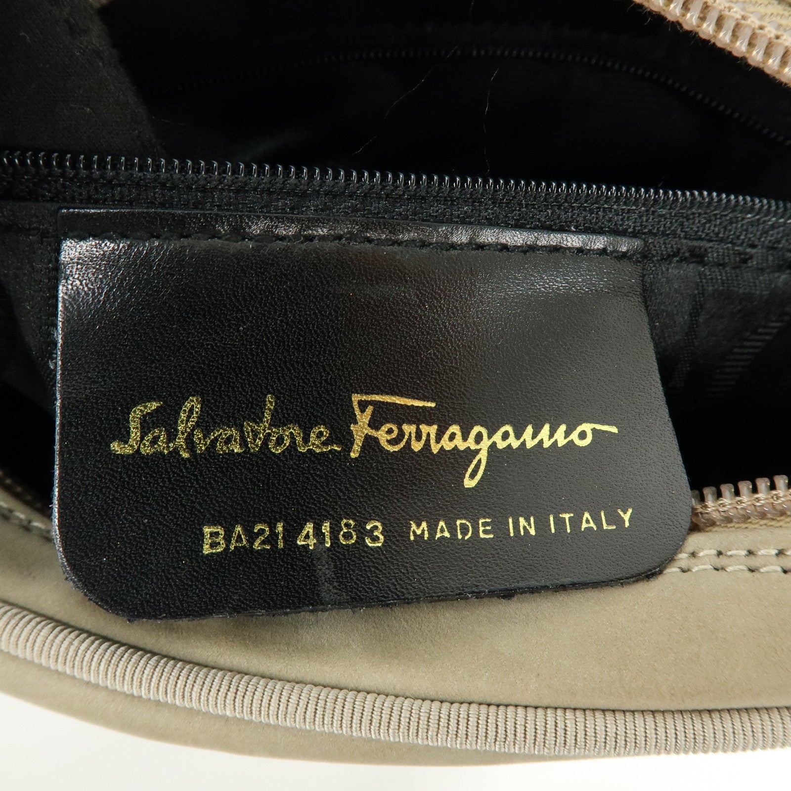 Ferragamo Vara Leather Shoulder Bag Crossbody Bag Greige