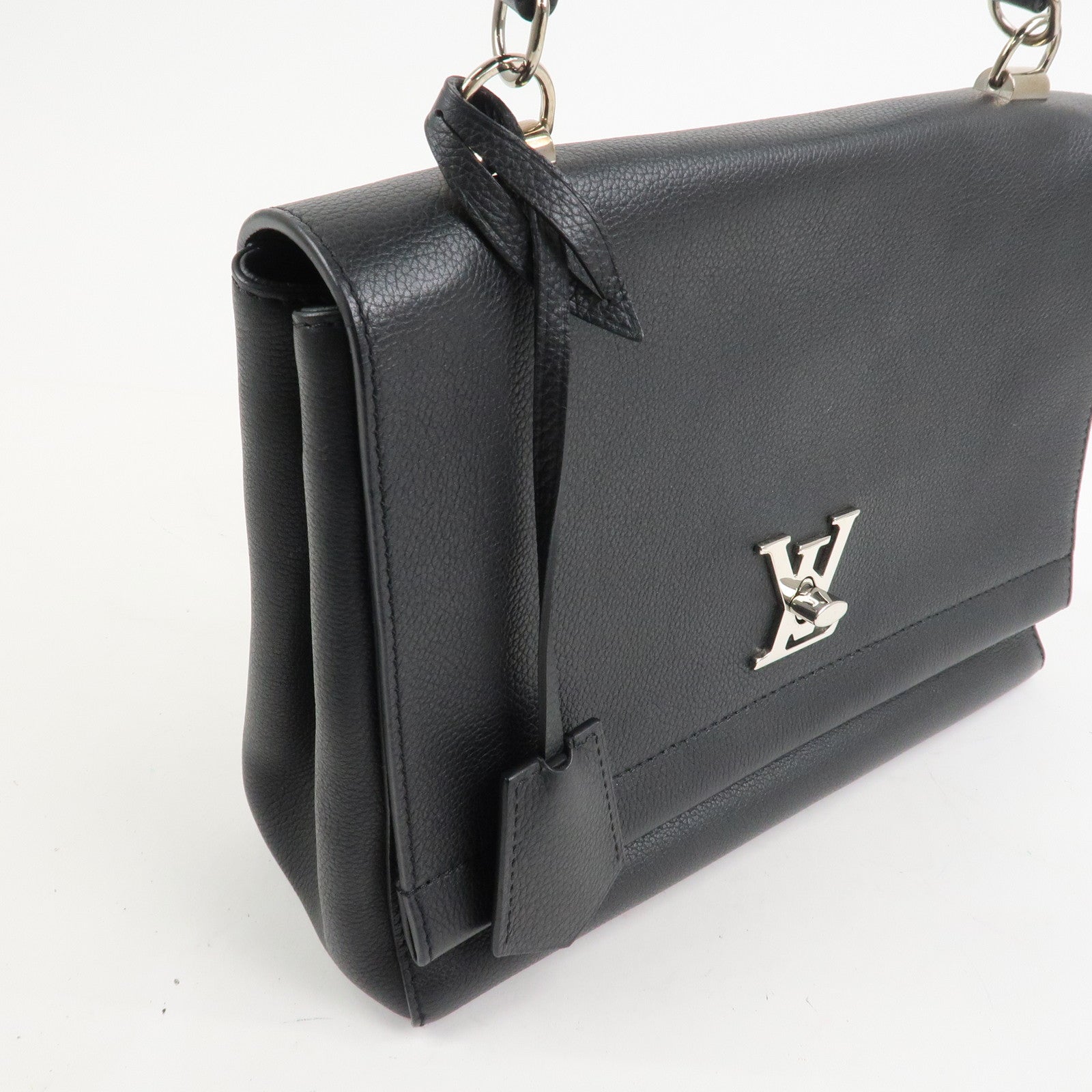 Louis Vuitton Lock Me Leather Cartable Hand Bag Noir Black M50250