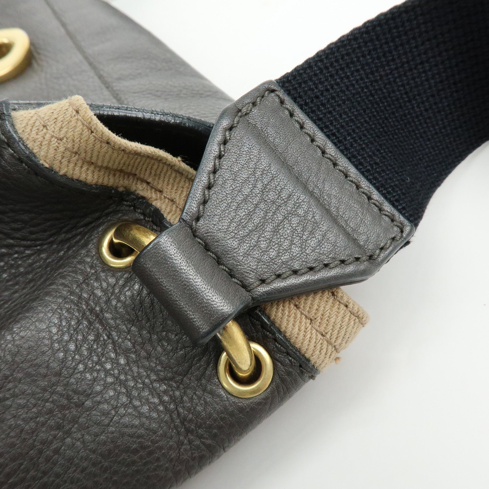 SAINT LAURENT PARIS Muse Leather Canvas Shoulder Bag Dark Brown