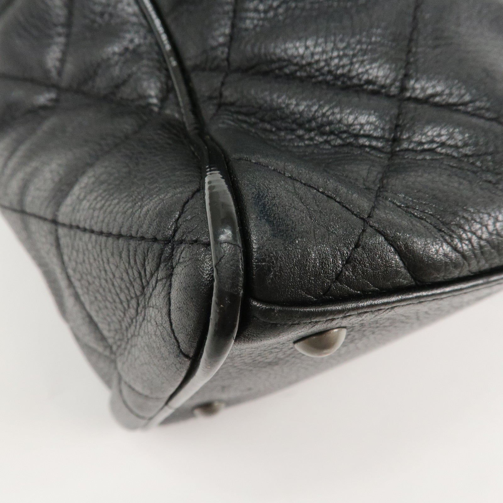 CHANEL Matelasse Leather Boston Bag Bowling Bag Black A15685