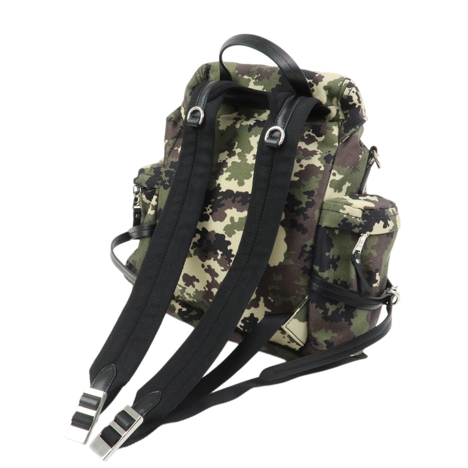 MIU MIU Nylon Canvas Camouflage Backpack Khaki Black 5BZ033