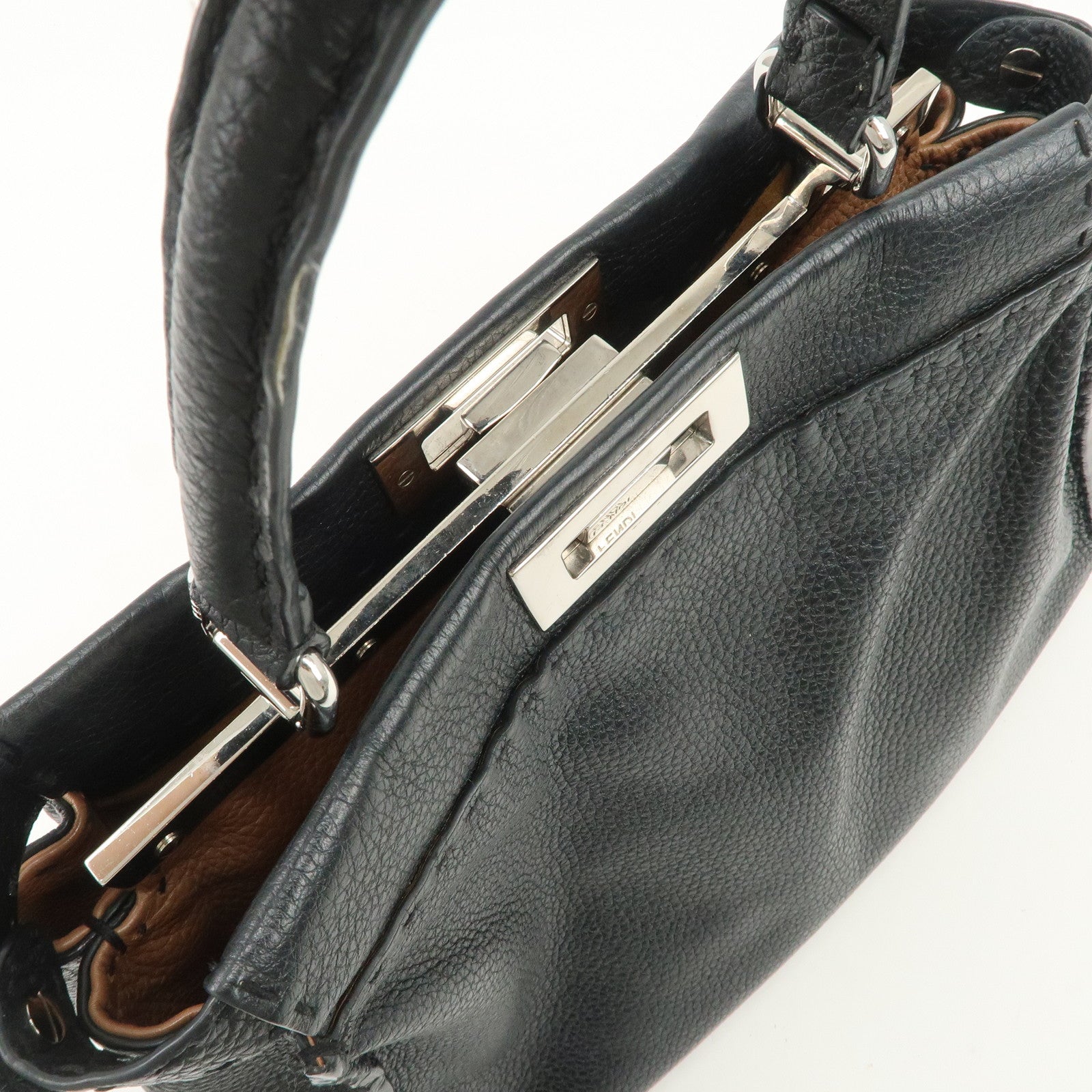 FENDI Selleria Peekaboo Regular Leather 2Way Shoulder Bag 8BN290 Used