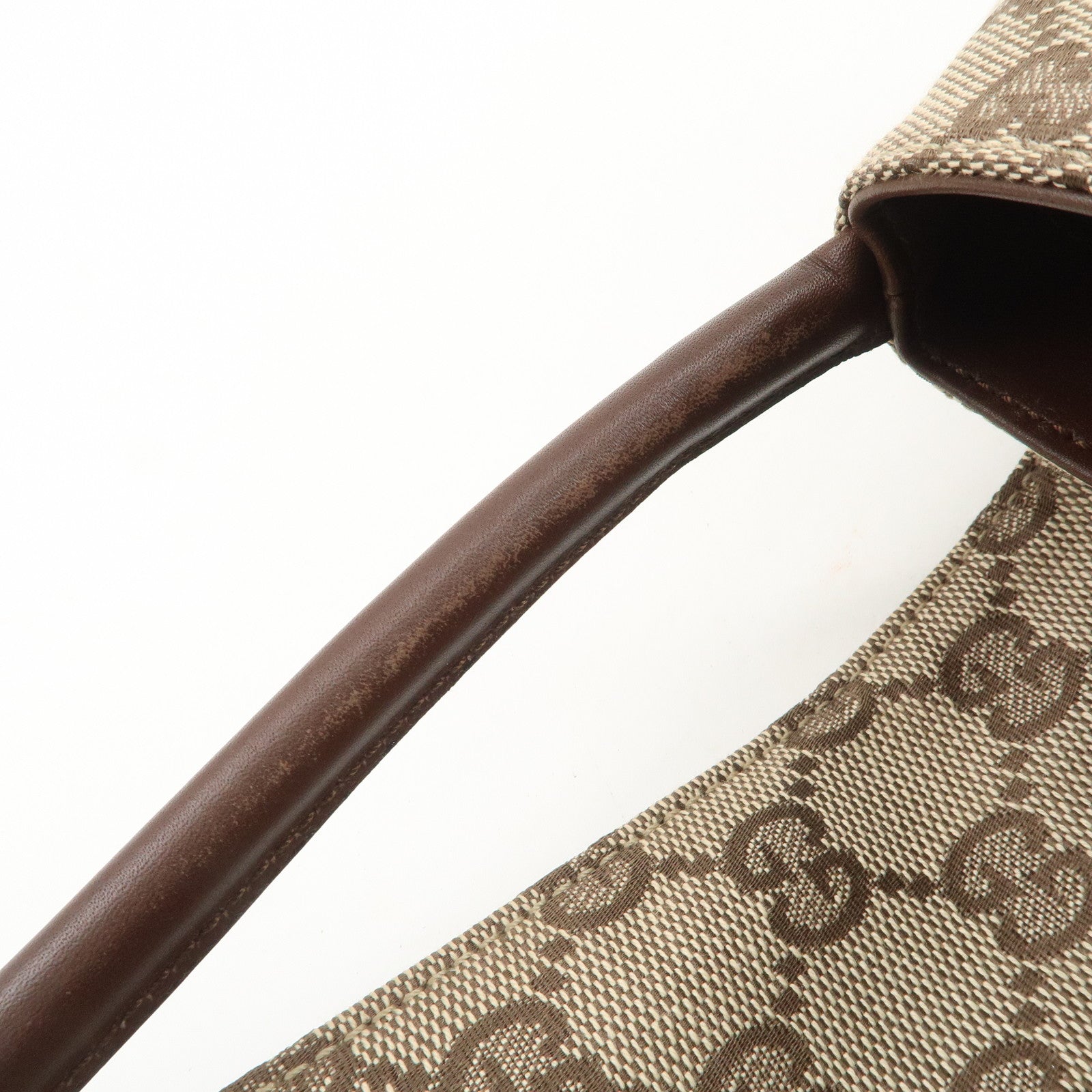 GUCCI GG Monogram Canvas Leather Shoulder Bag Beige Brown 90646