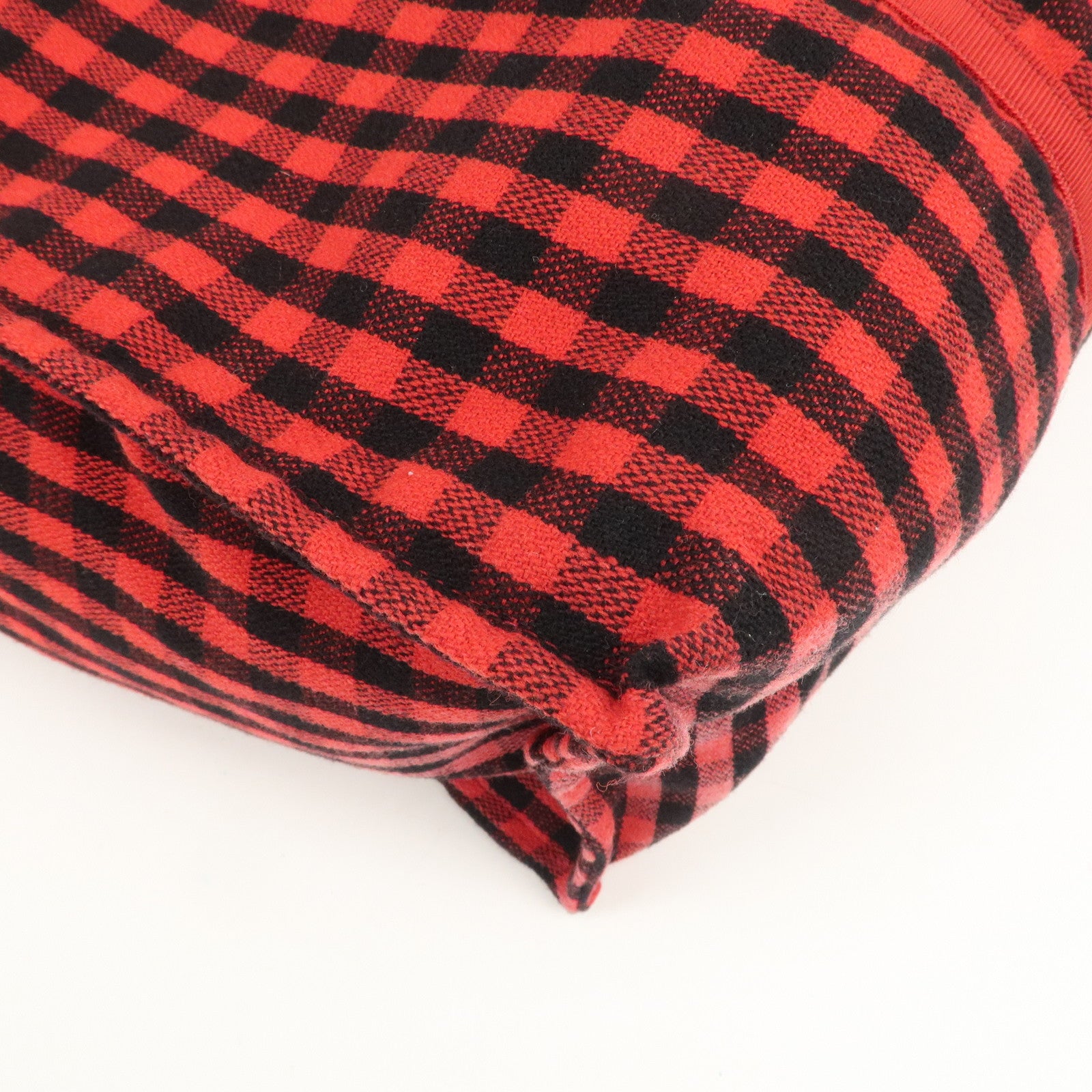 GUCCI Canvas Tote Bag Hand Bag Flower Plaid Red 484690