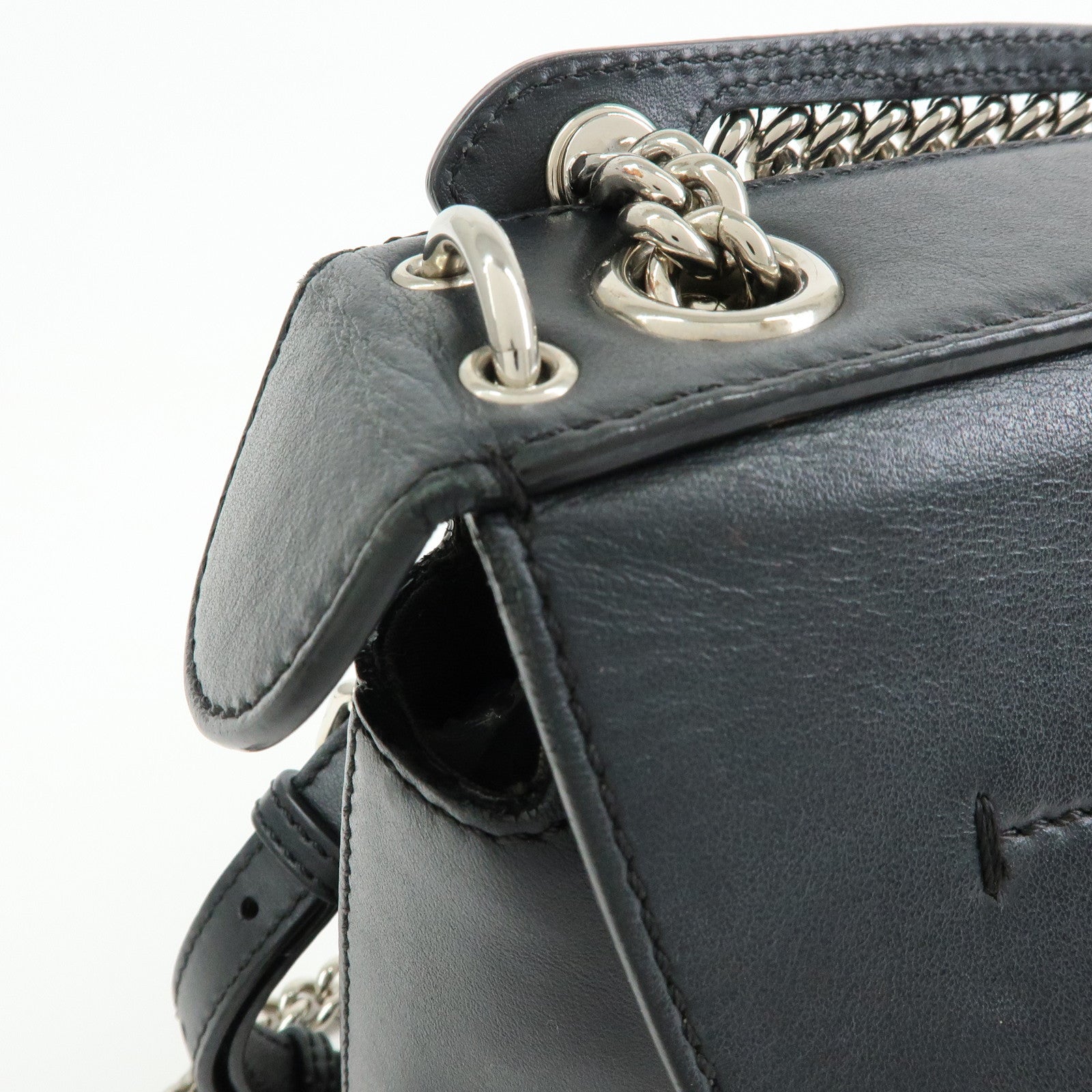 FENDI Bag to School Leather 2Way Bag Hand Bag Shoulder Bag Black