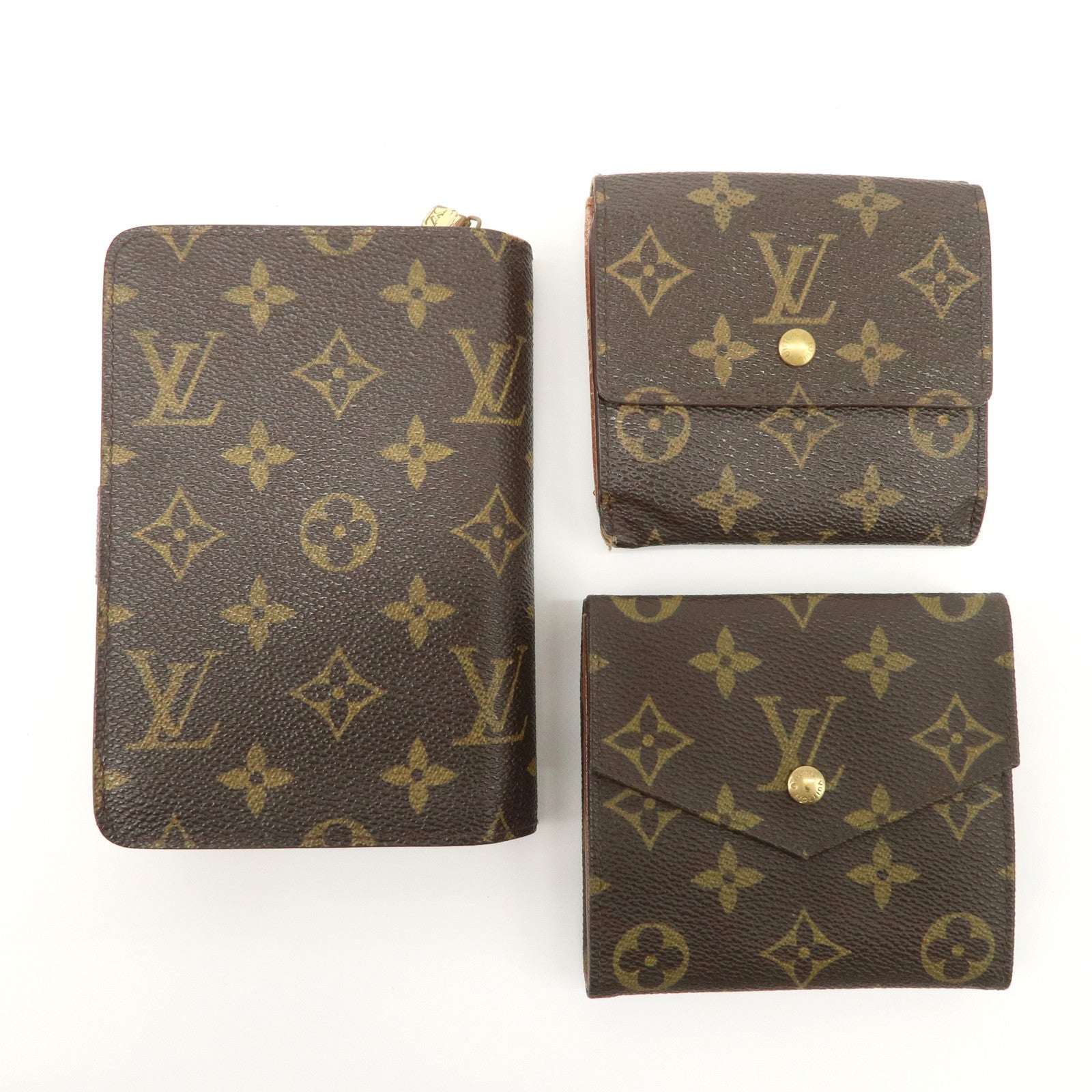 Louis Vuitton Monogram Set of 3 Wallet M61652 M61660 M61207 Used