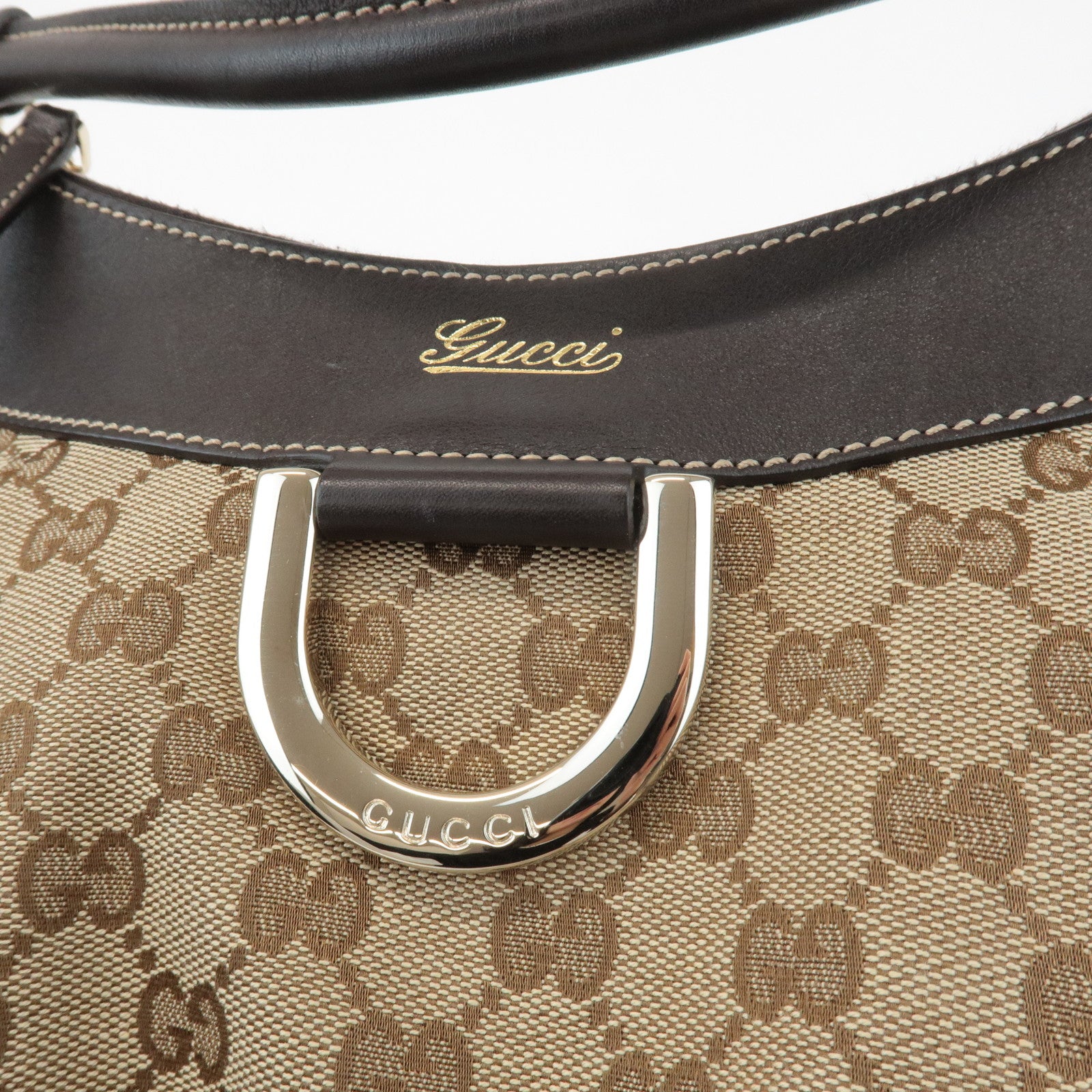 GUCCI Abbey GG Canvas Leather Shoulder Bag Hand Bag Beige Brown 189833 Used