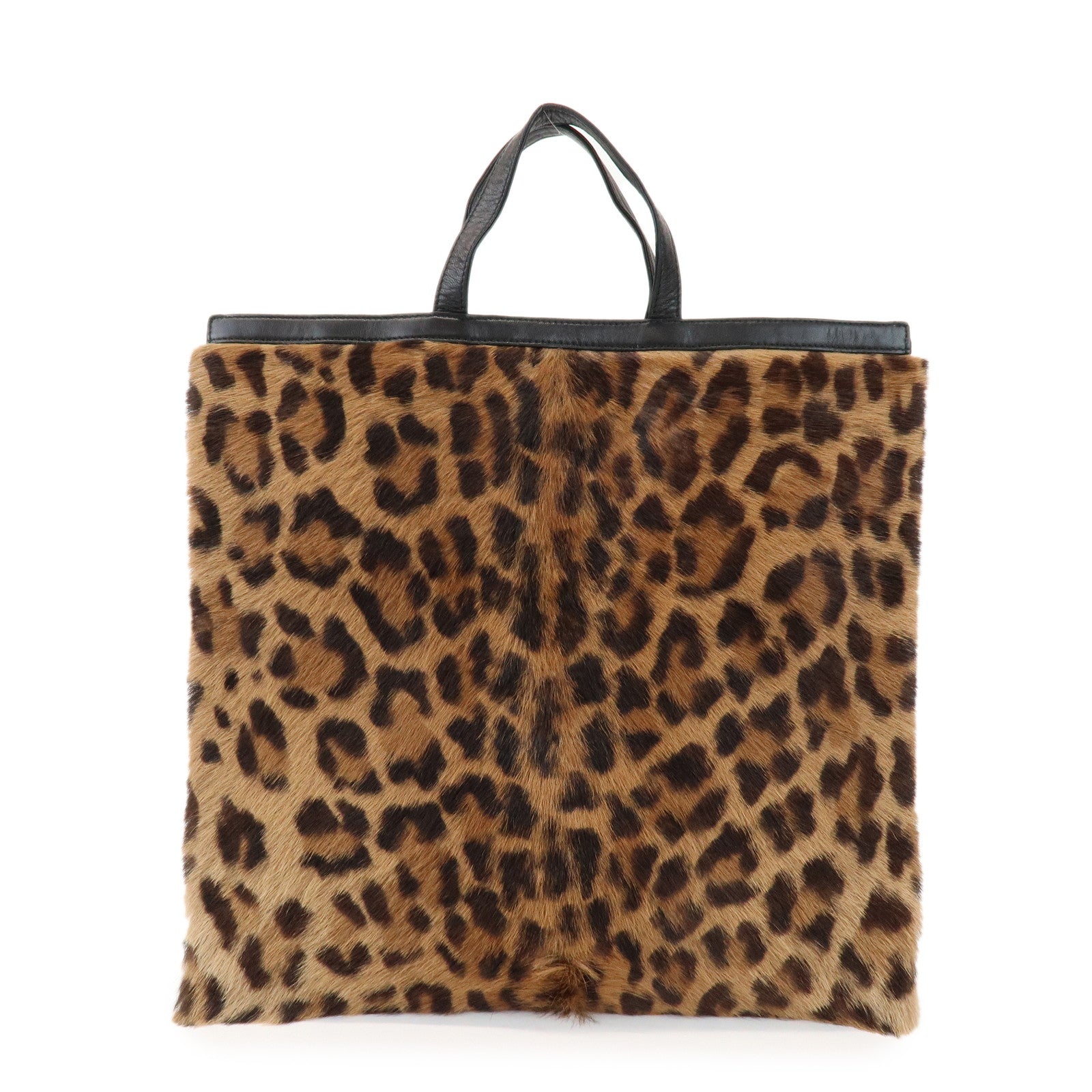 LOEWE Unborn Calf Leather Tote Bag Hand Bag Brown Black