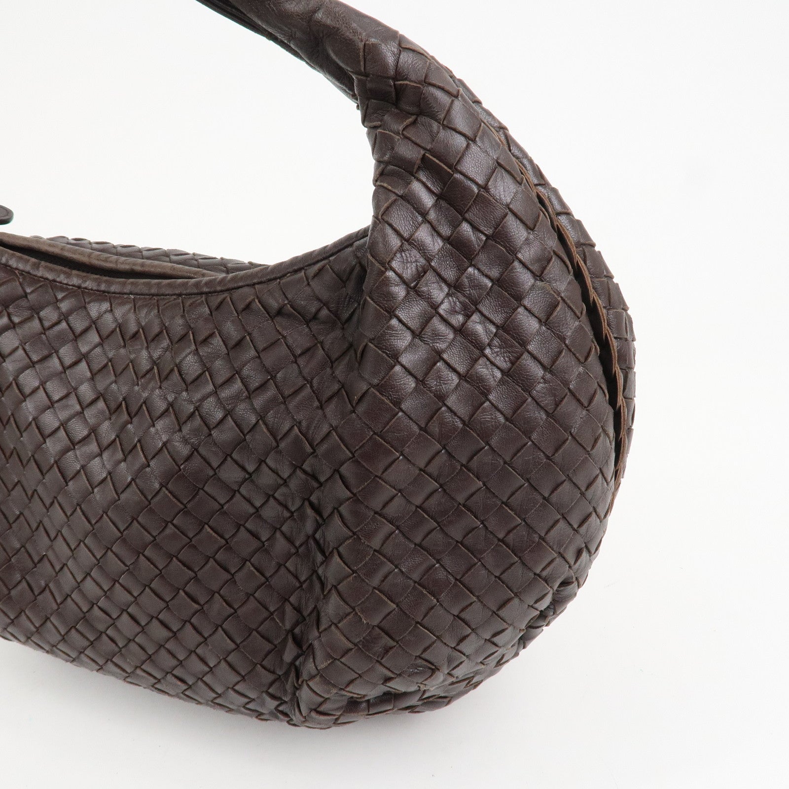 BOTTEGA VENETA Intrecciato Leather Hobo Shoulder Bag Brown 232499
